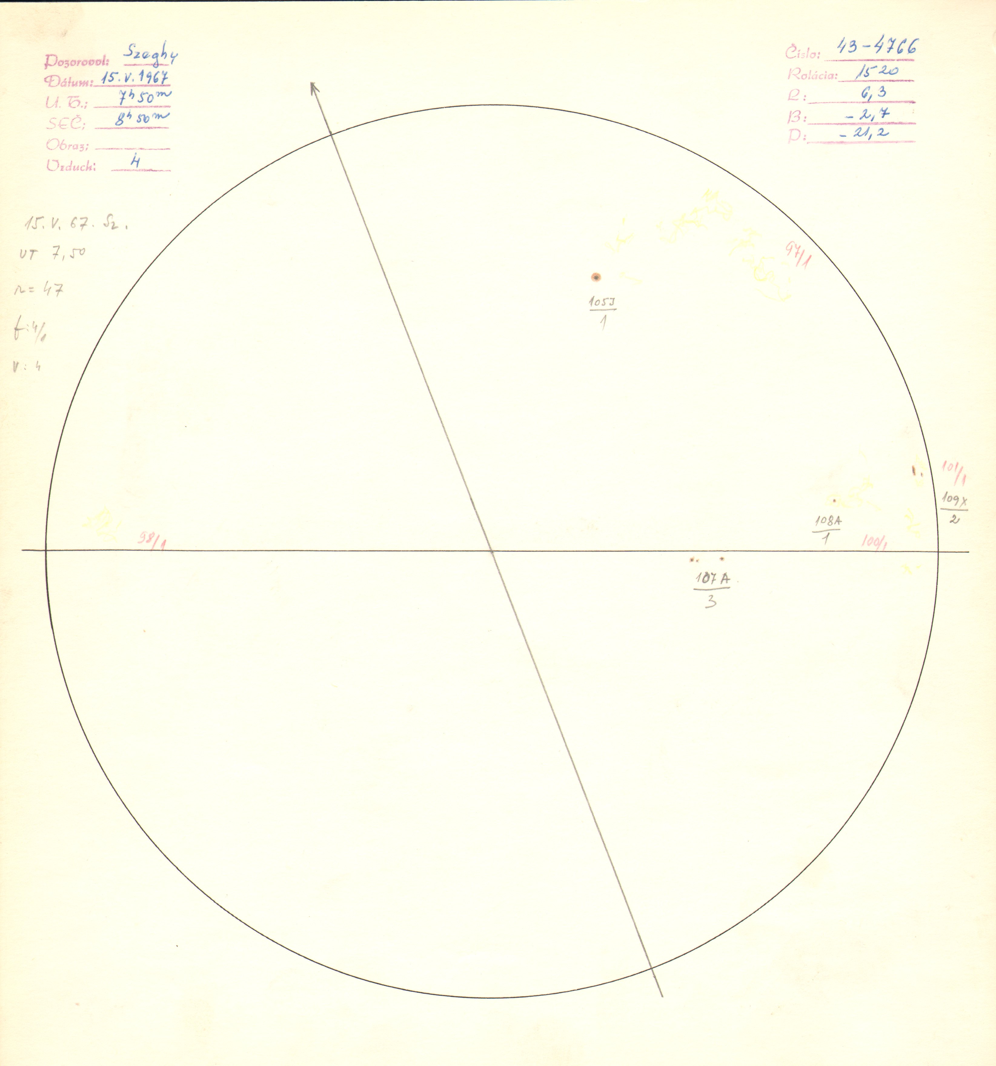 Obrázok zákresu Slnka na deň 15.05.1967