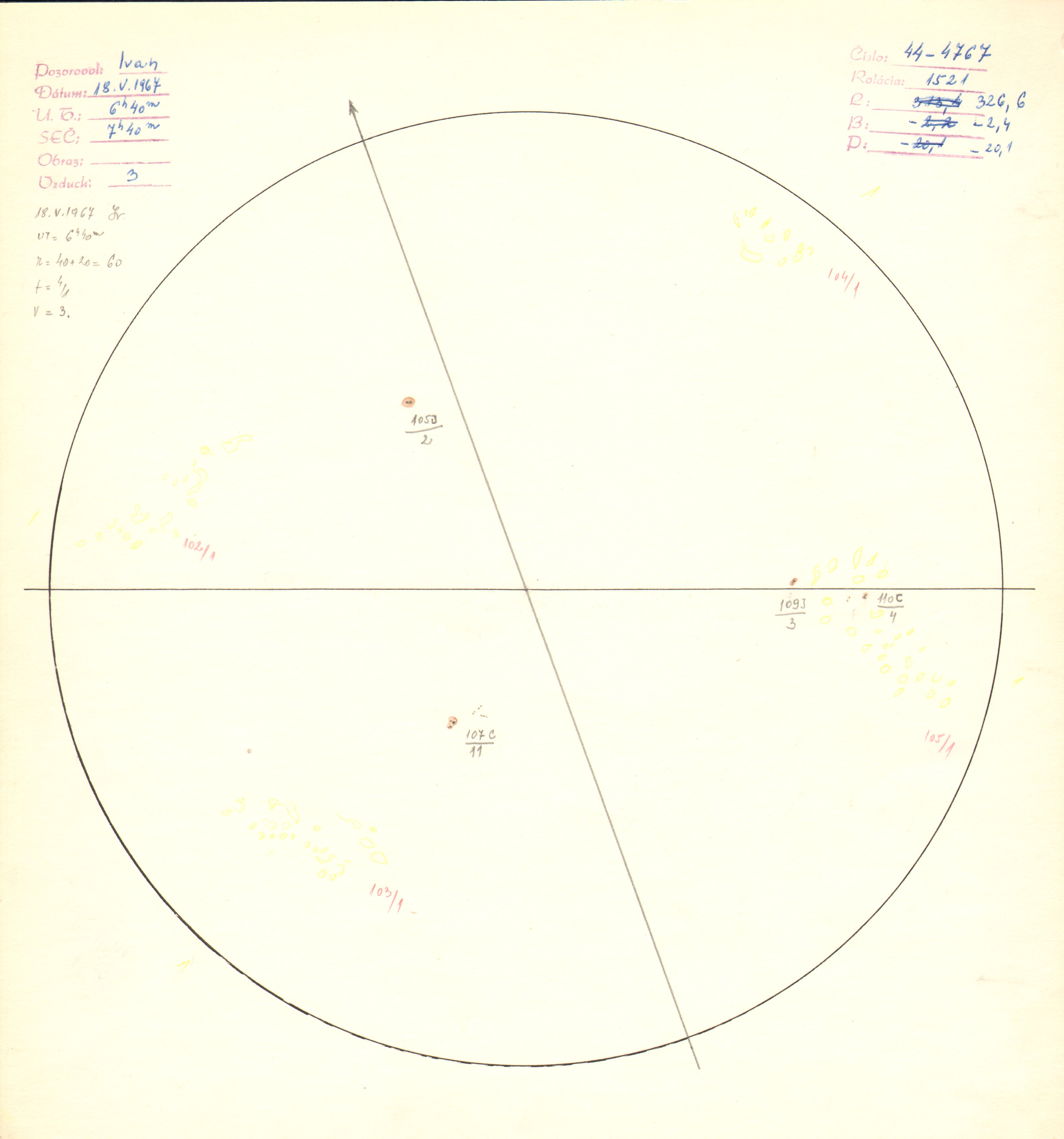 Obrázok zákresu Slnka na deň 18.05.1967
