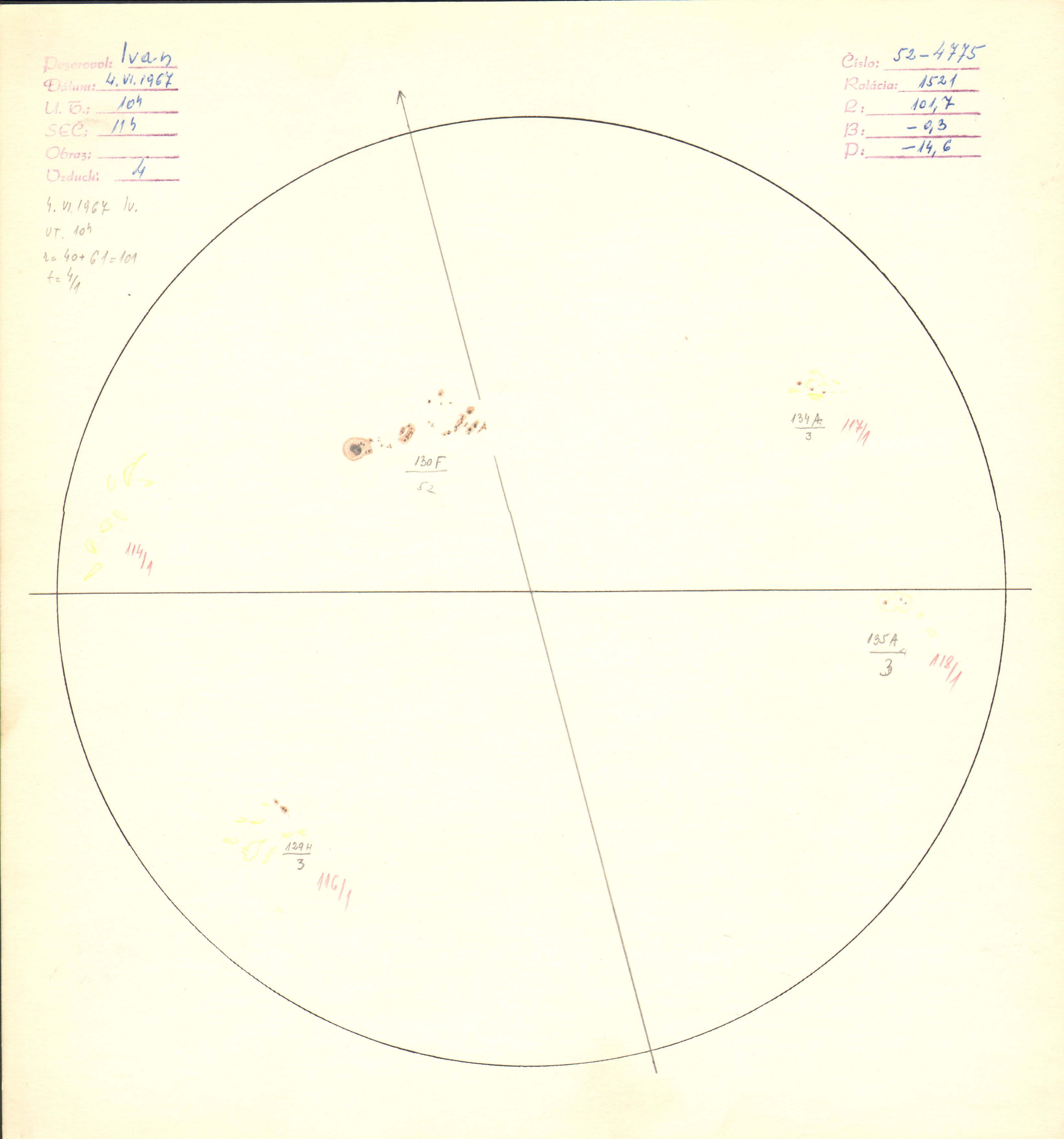 Obrázok zákresu Slnka na deň 04.06.1967