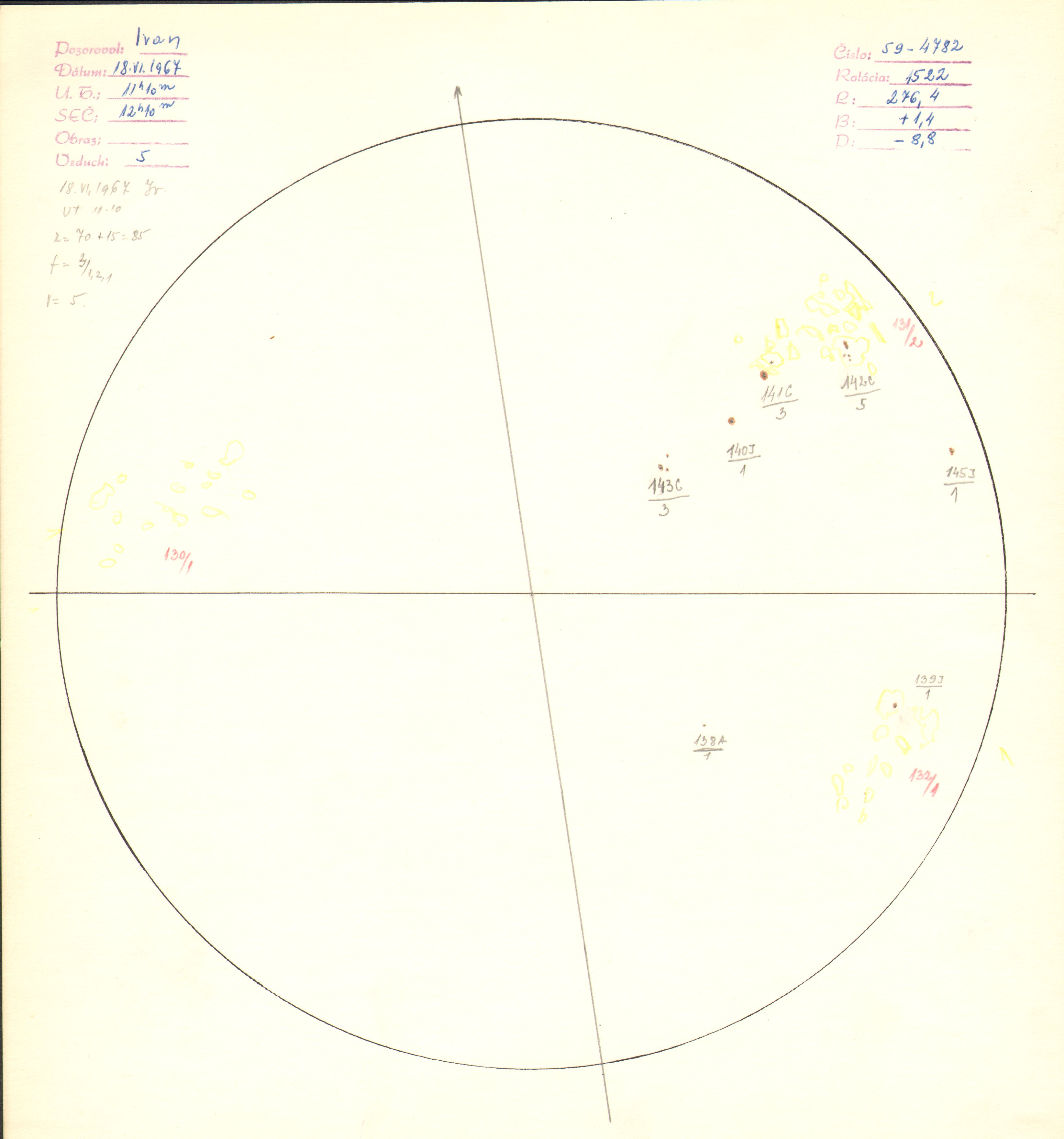 Obrázok zákresu Slnka na deň 18.06.1967