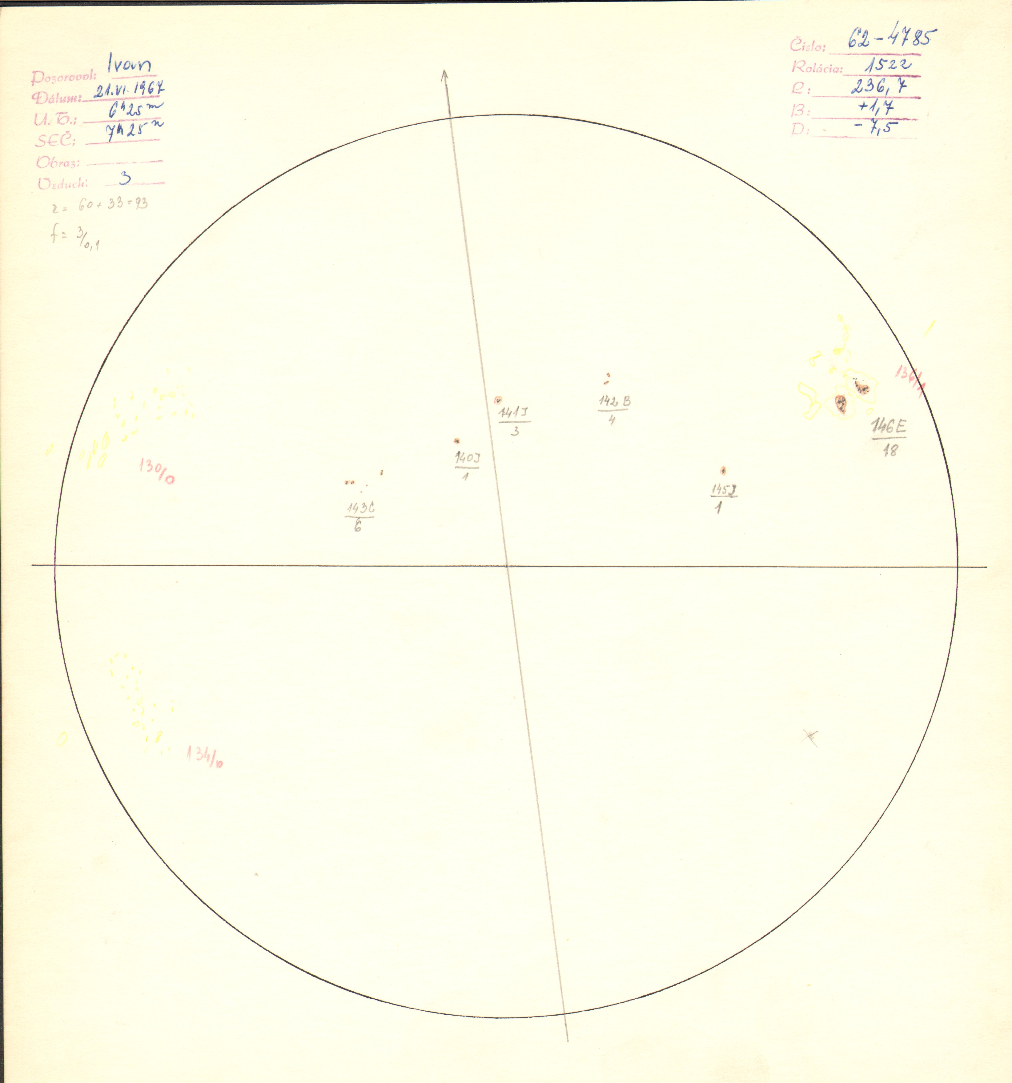Obrázok zákresu Slnka na deň 21.06.1967