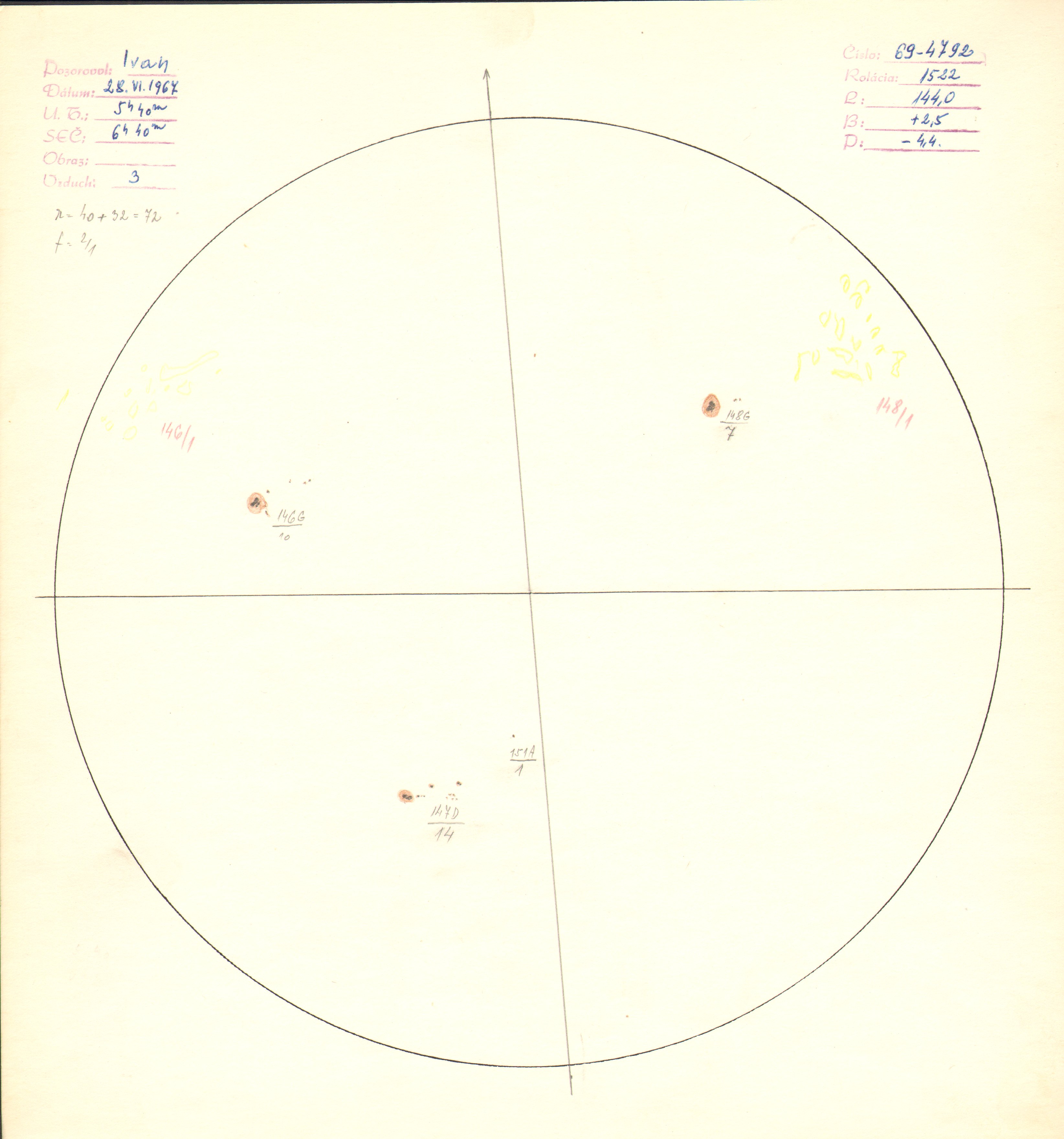 Obrázok zákresu Slnka na deň 28.06.1967
