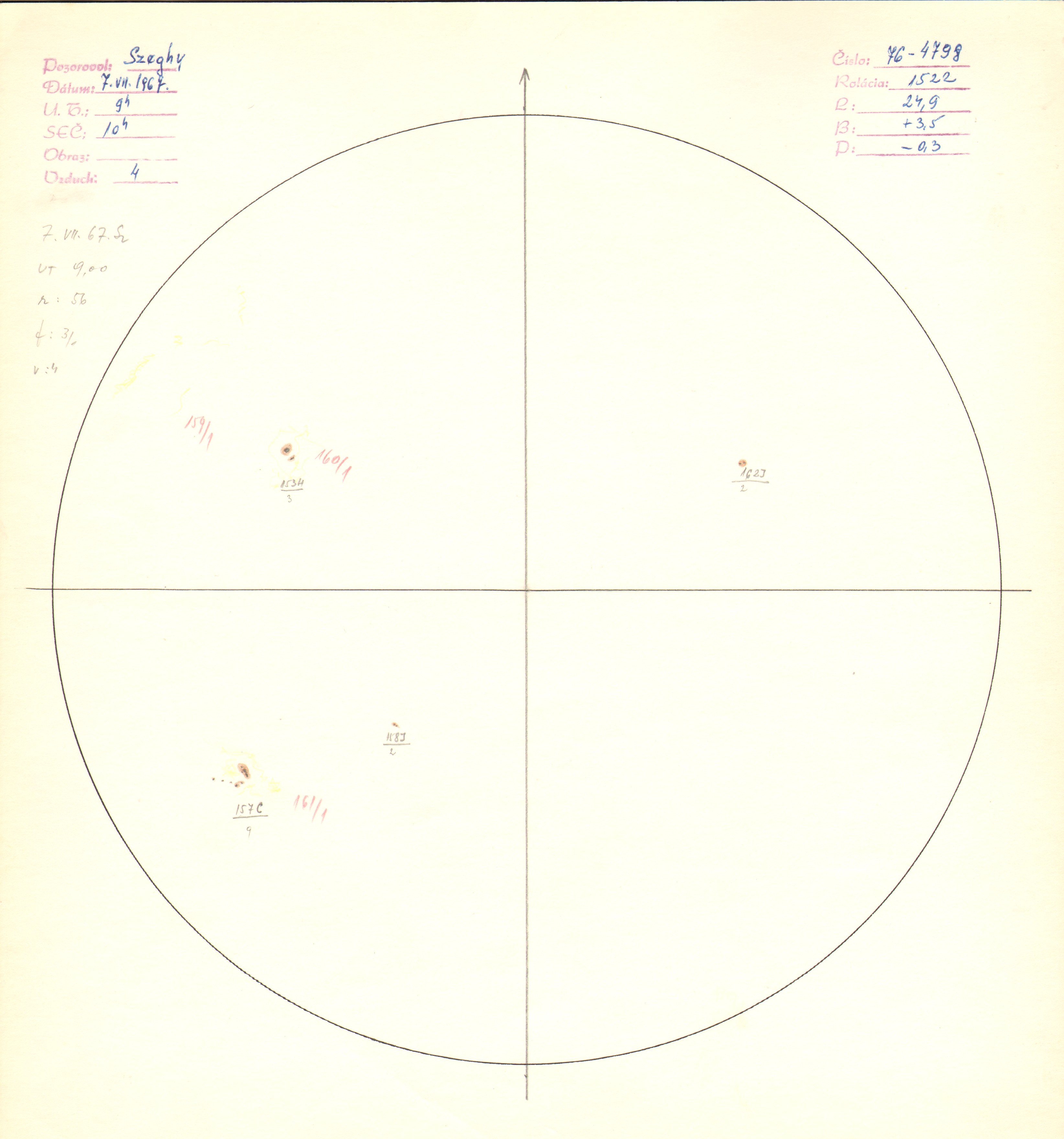 Obrázok zákresu Slnka na deň 07.07.1967