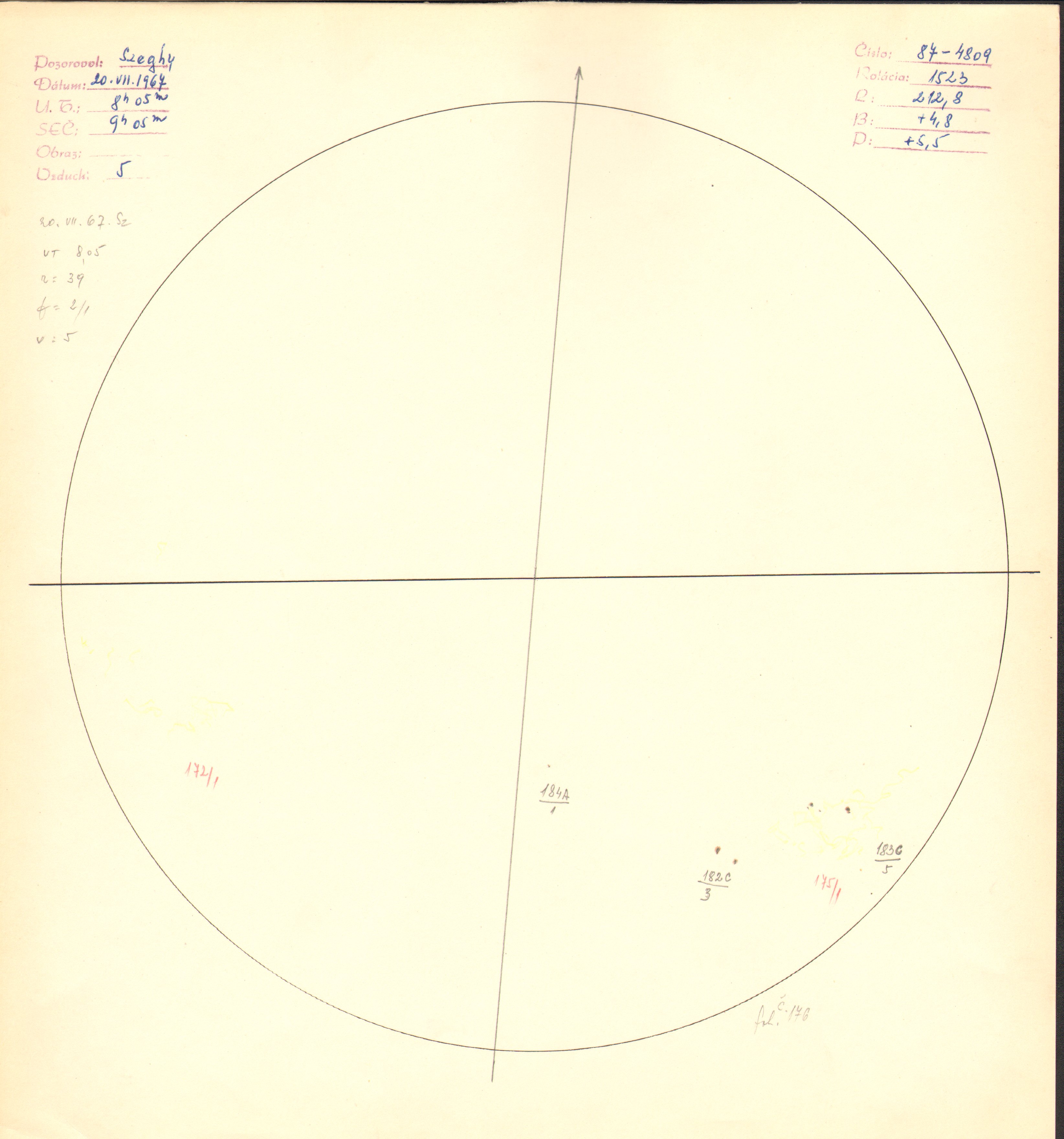 Obrázok zákresu Slnka na deň 20.07.1967