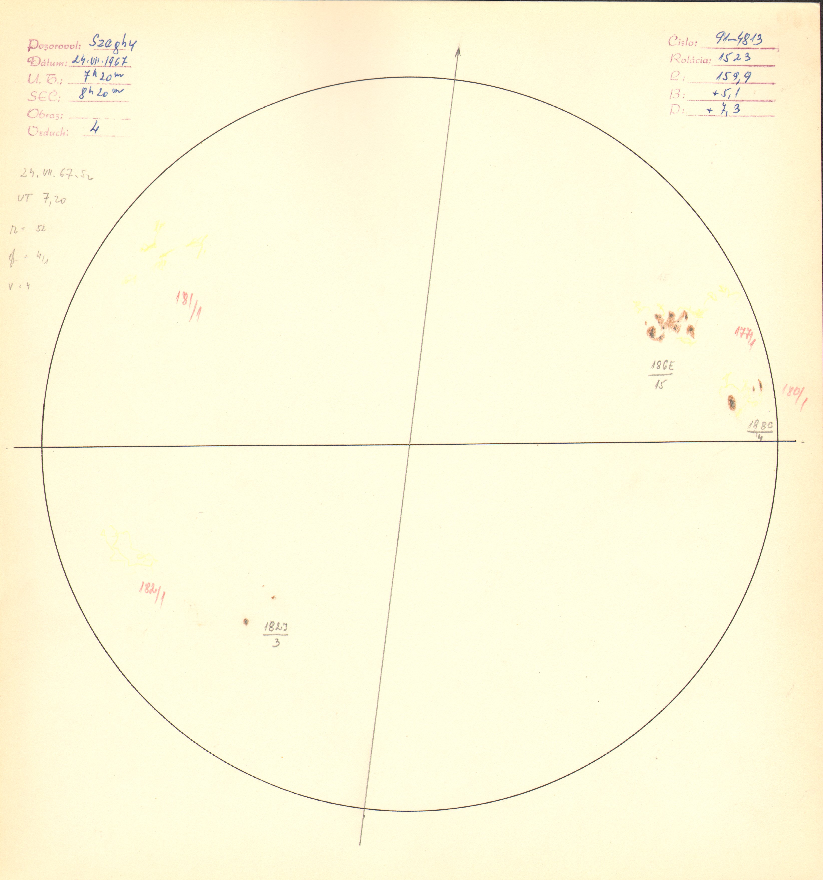 Obrázok zákresu Slnka na deň 24.07.1967