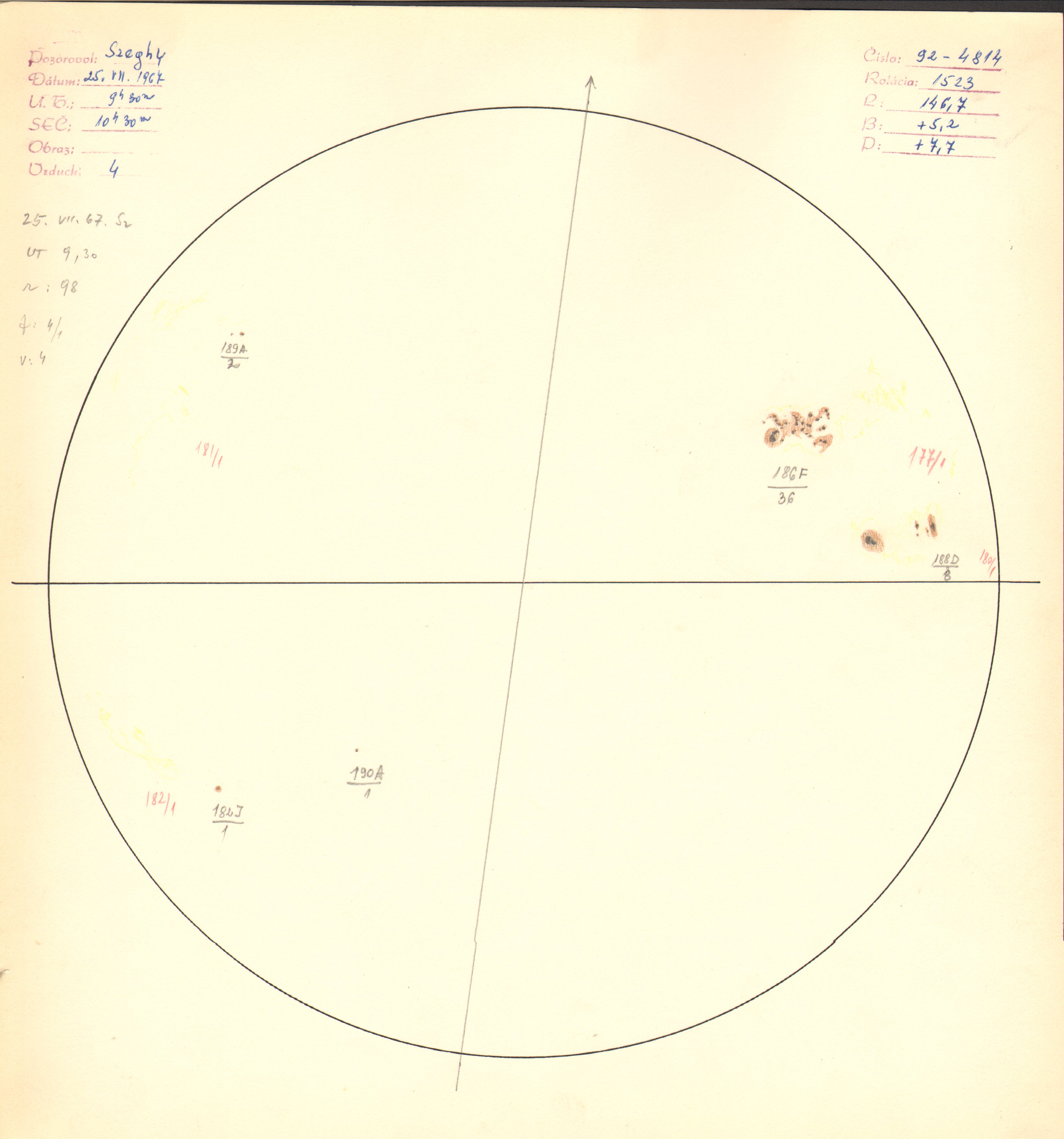 Obrázok zákresu Slnka na deň 25.07.1967