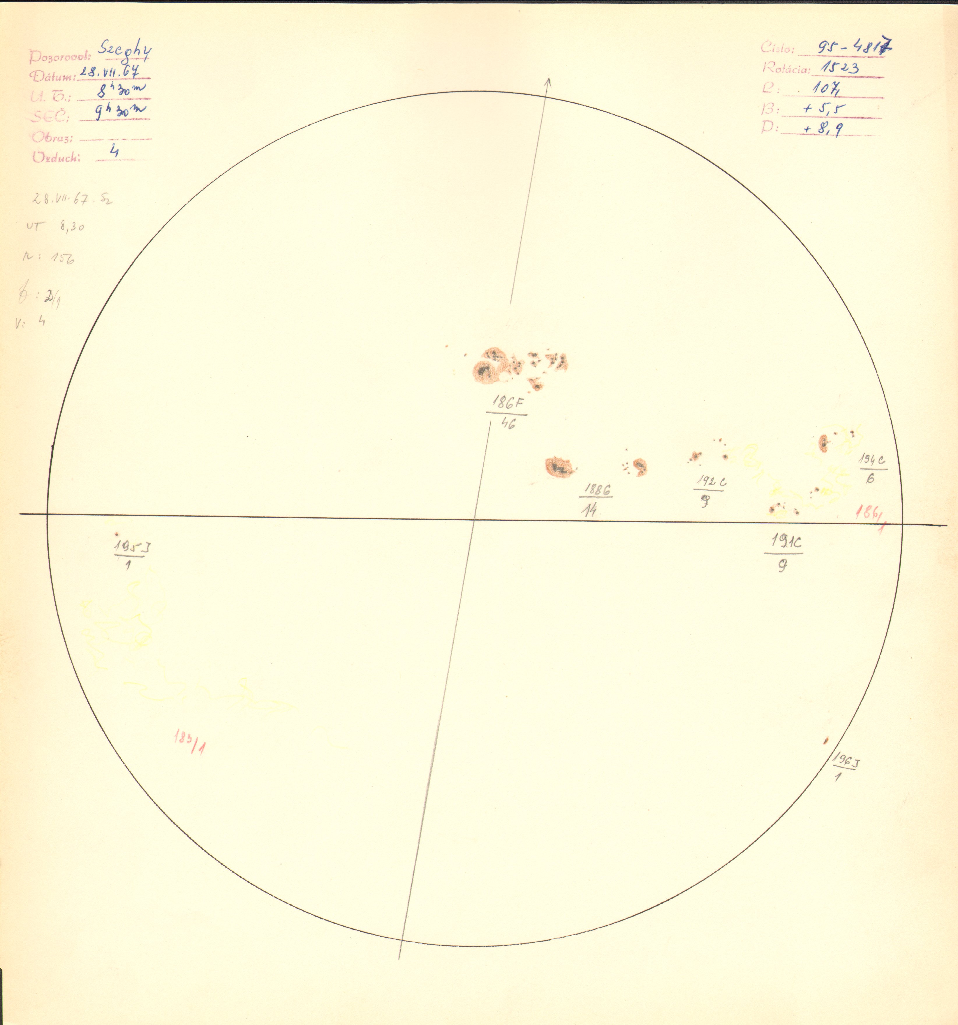 Obrázok zákresu Slnka na deň 28.07.1967