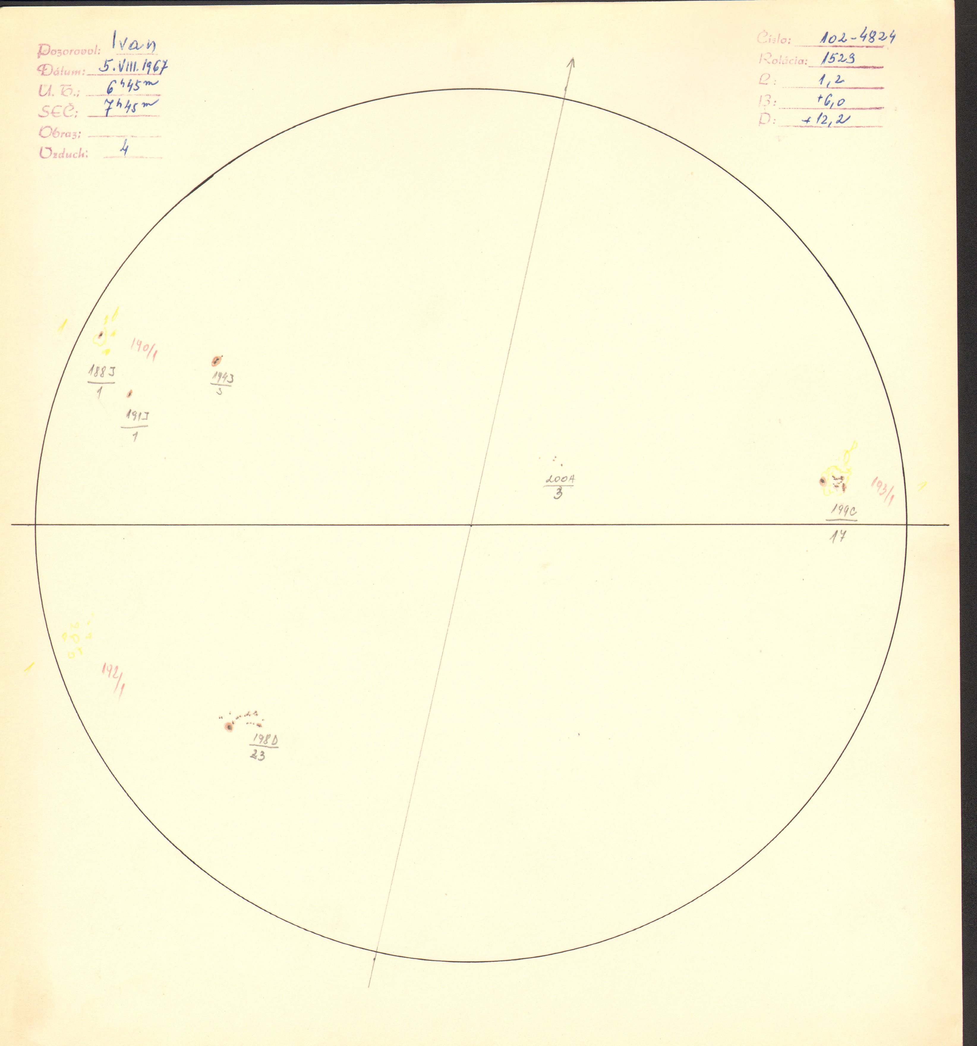 Obrázok zákresu Slnka na deň 05.08.1967