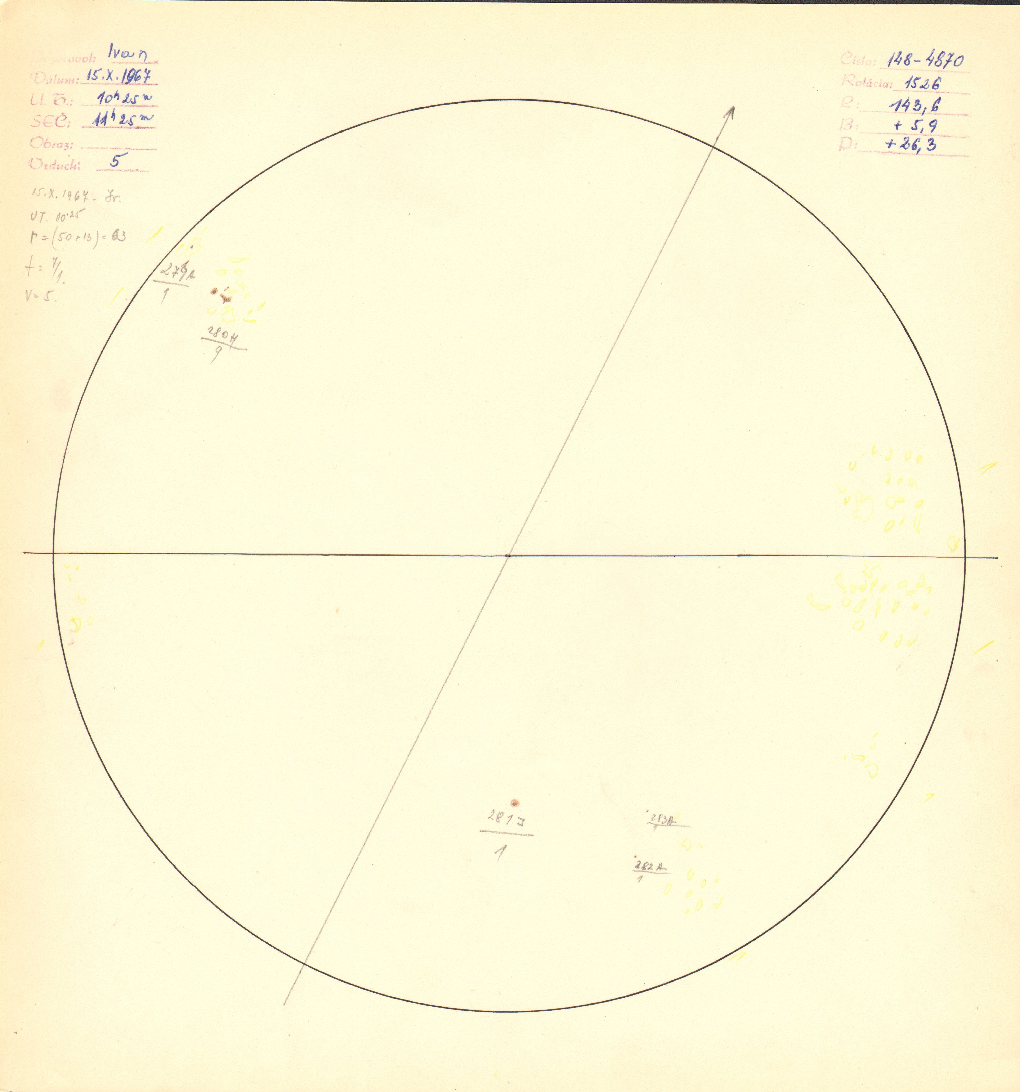 Obrázok zákresu Slnka na deň 15.10.1967