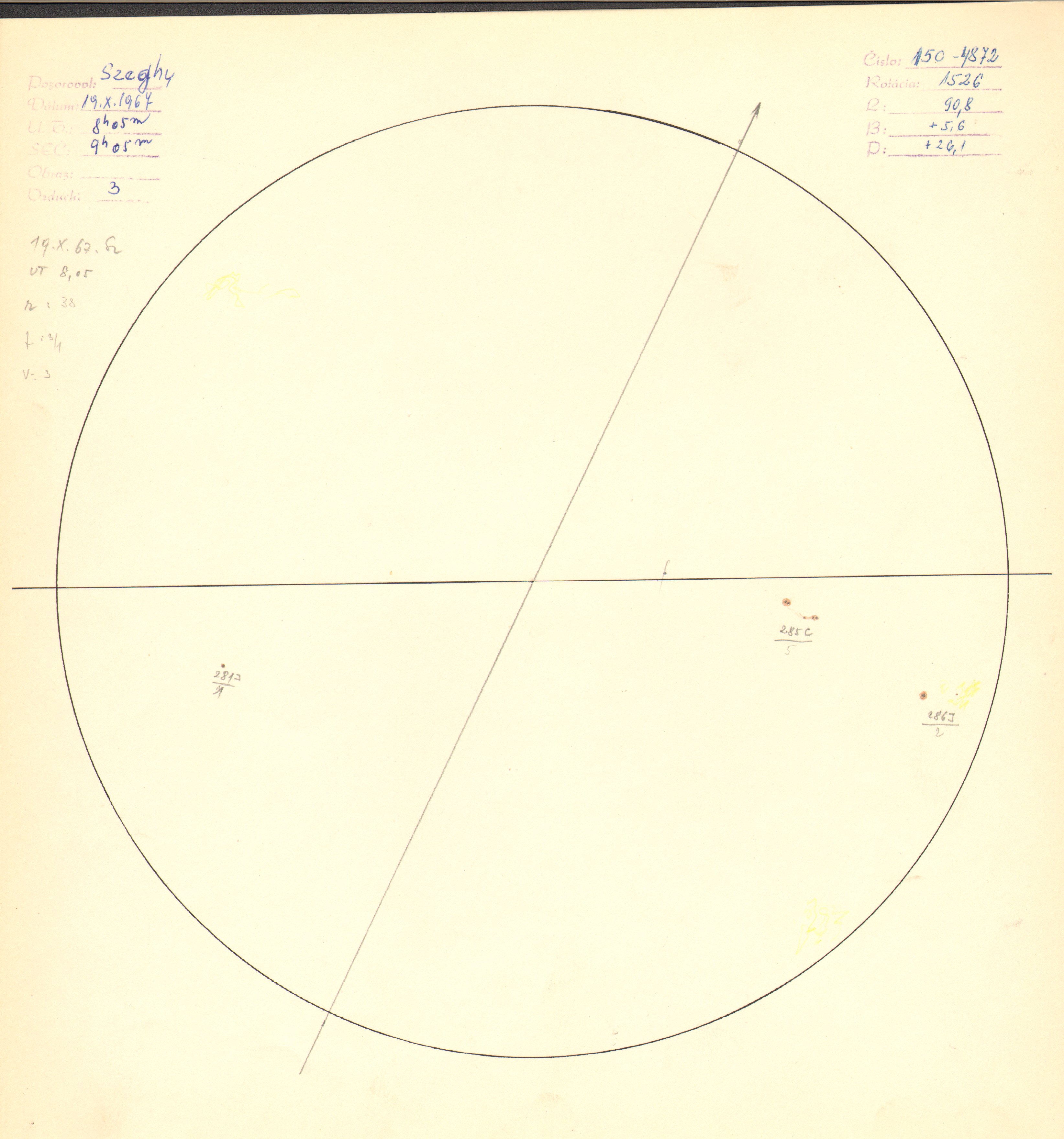 Obrázok zákresu Slnka na deň 19.10.1967