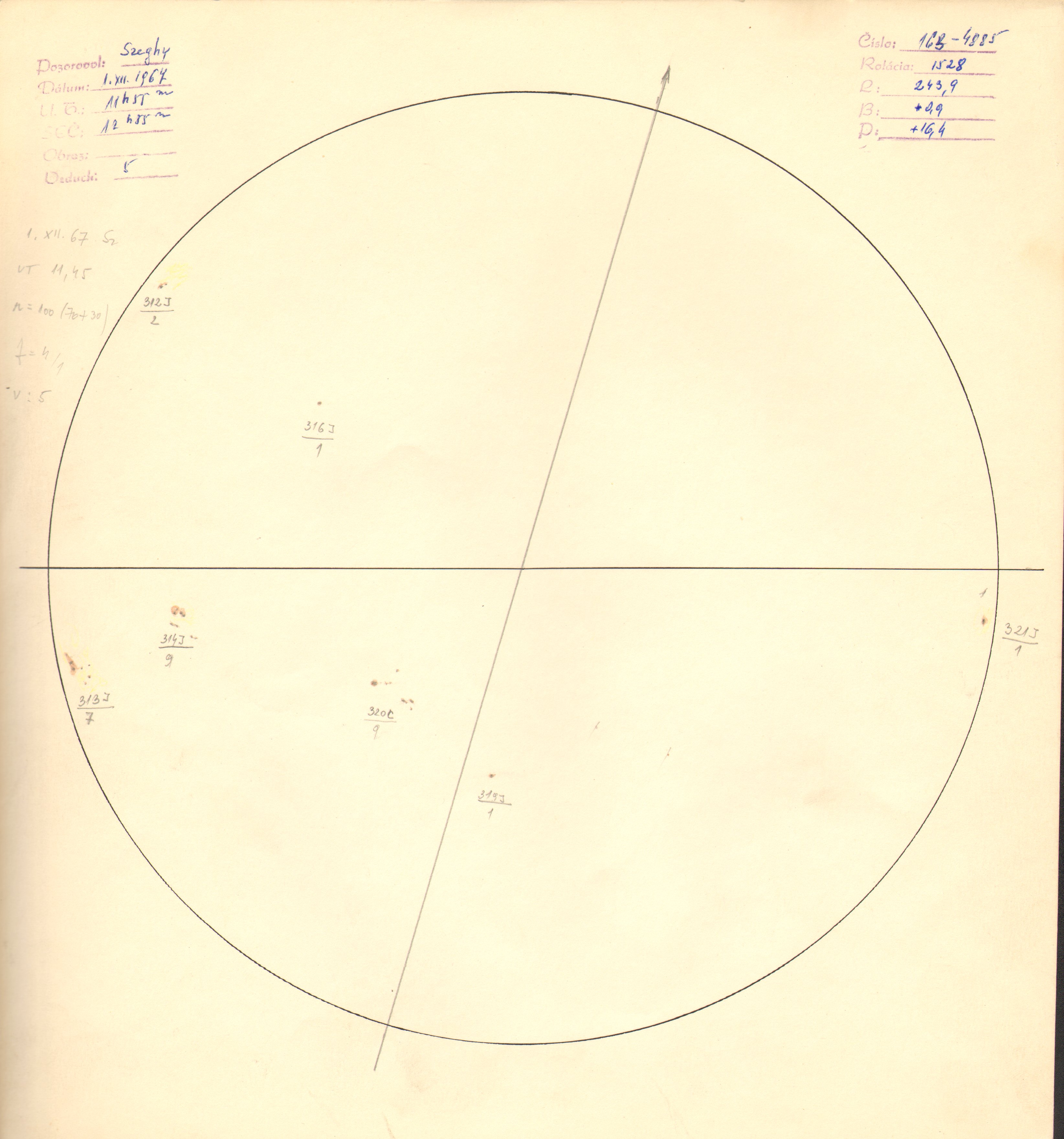 Obrázok zákresu Slnka na deň 01.12.1967