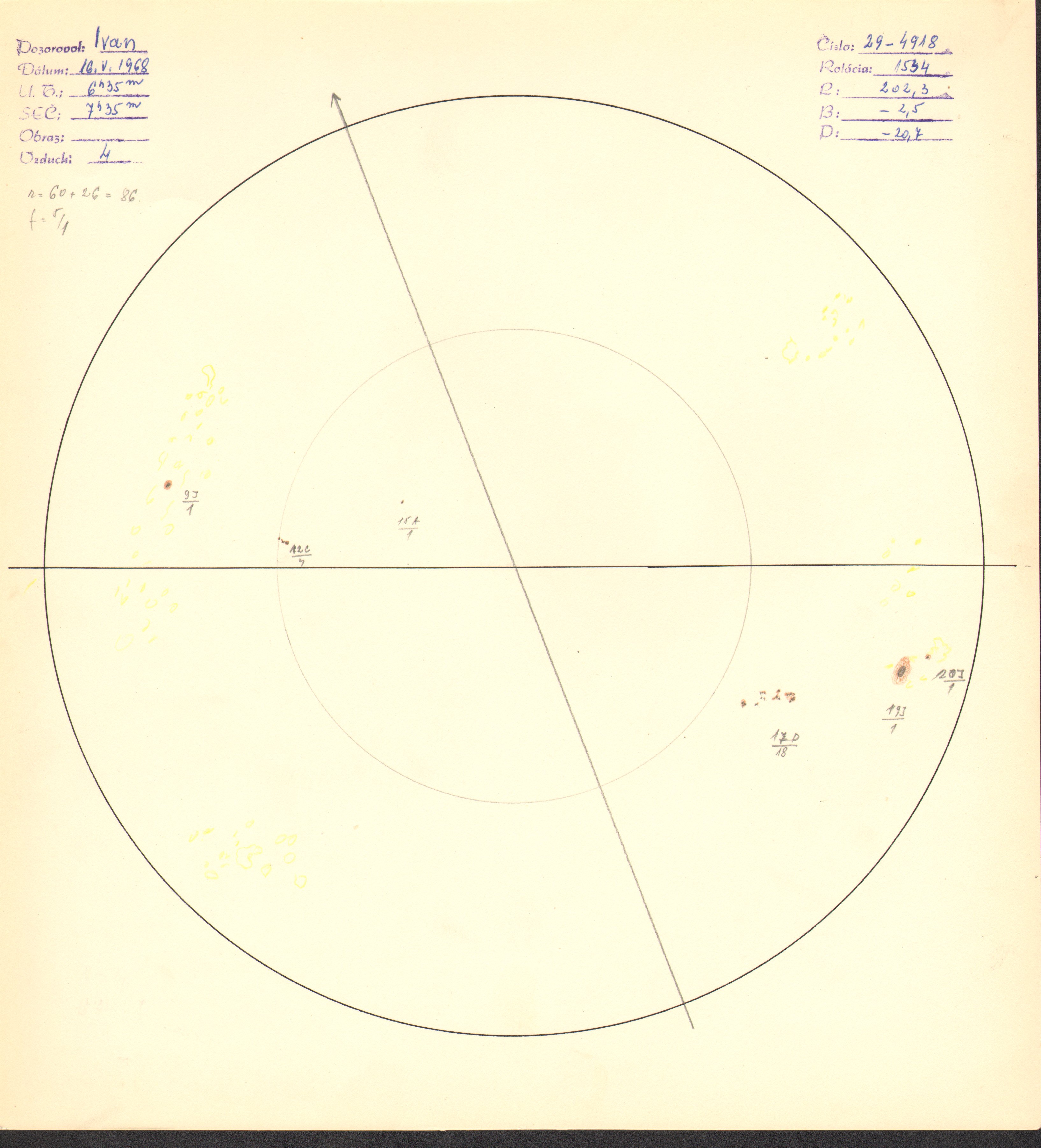 Obrázok zákresu Slnka na deň 16.05.1968