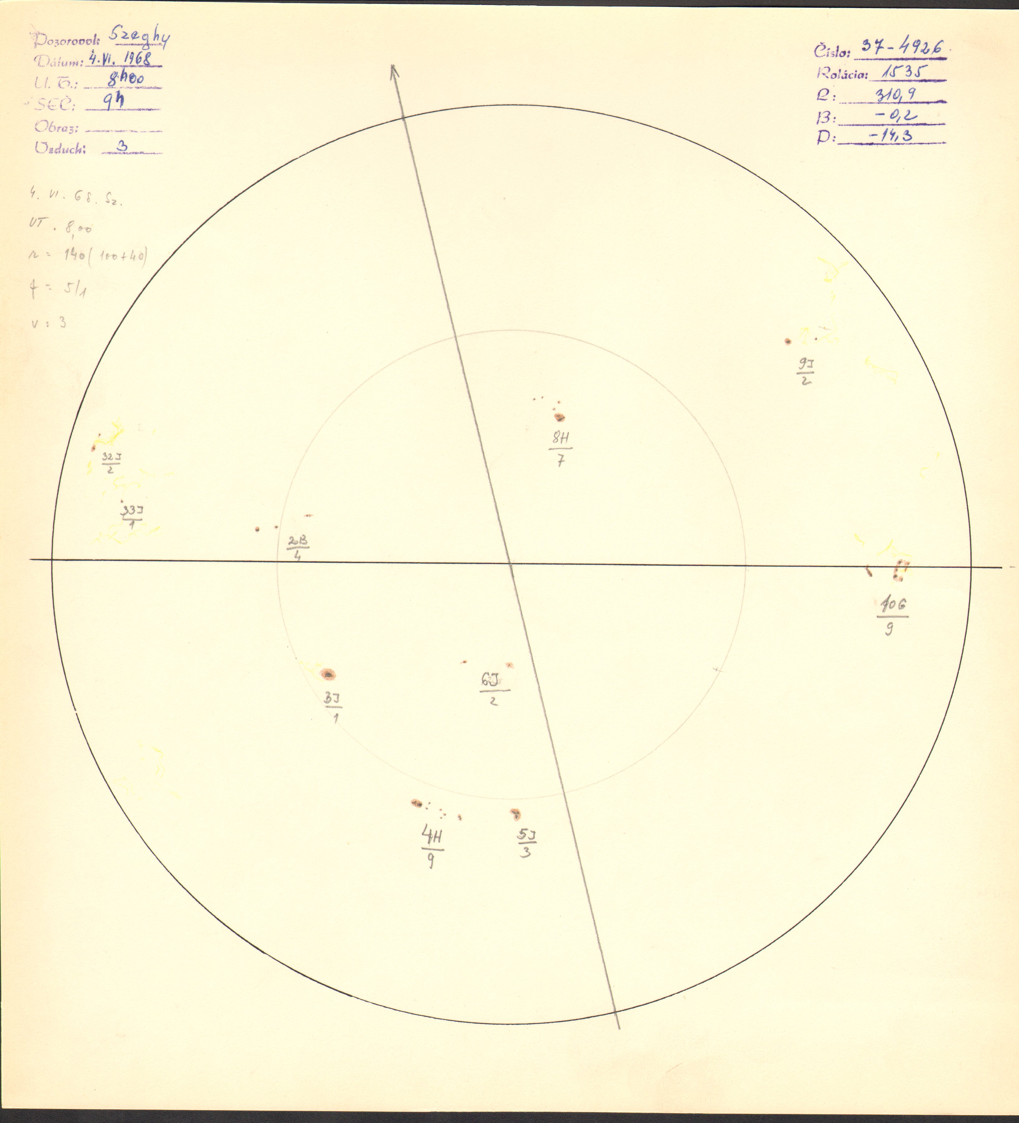 Obrázok zákresu Slnka na deň 04.06.1968