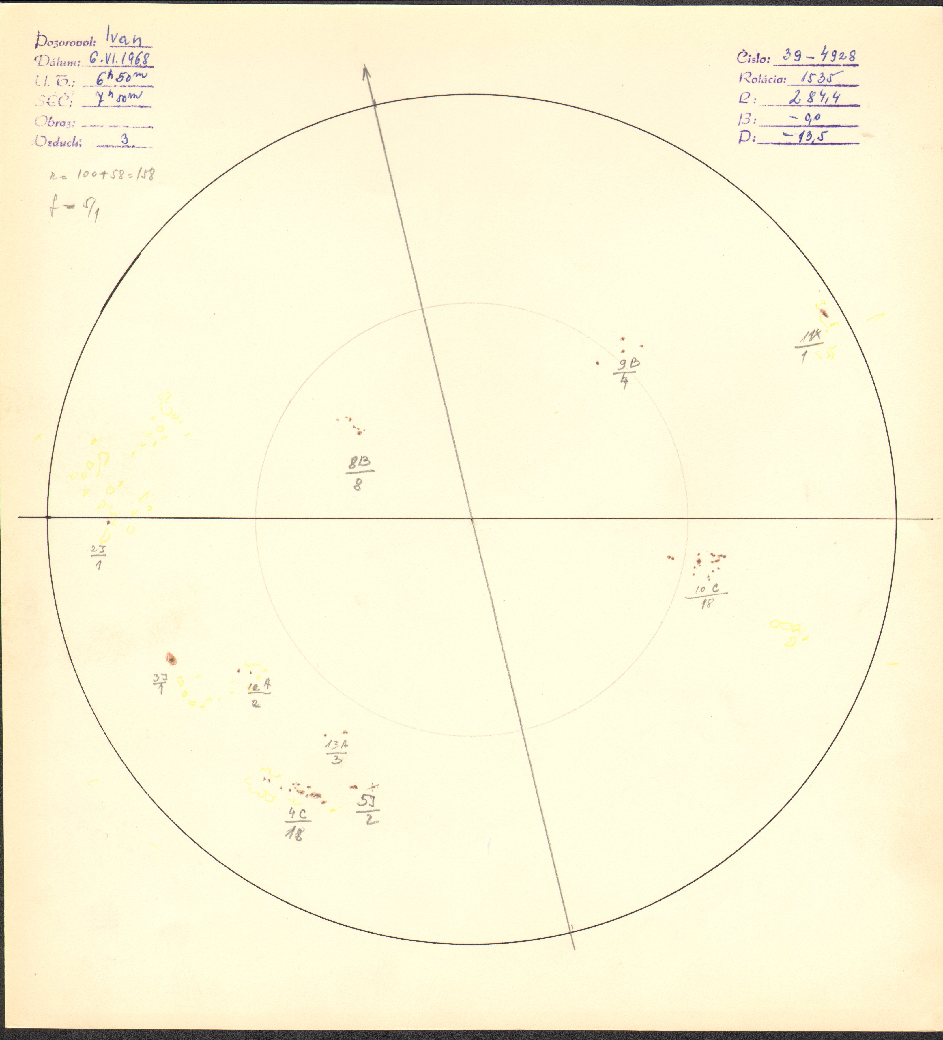 Obrázok zákresu Slnka na deň 06.06.1968