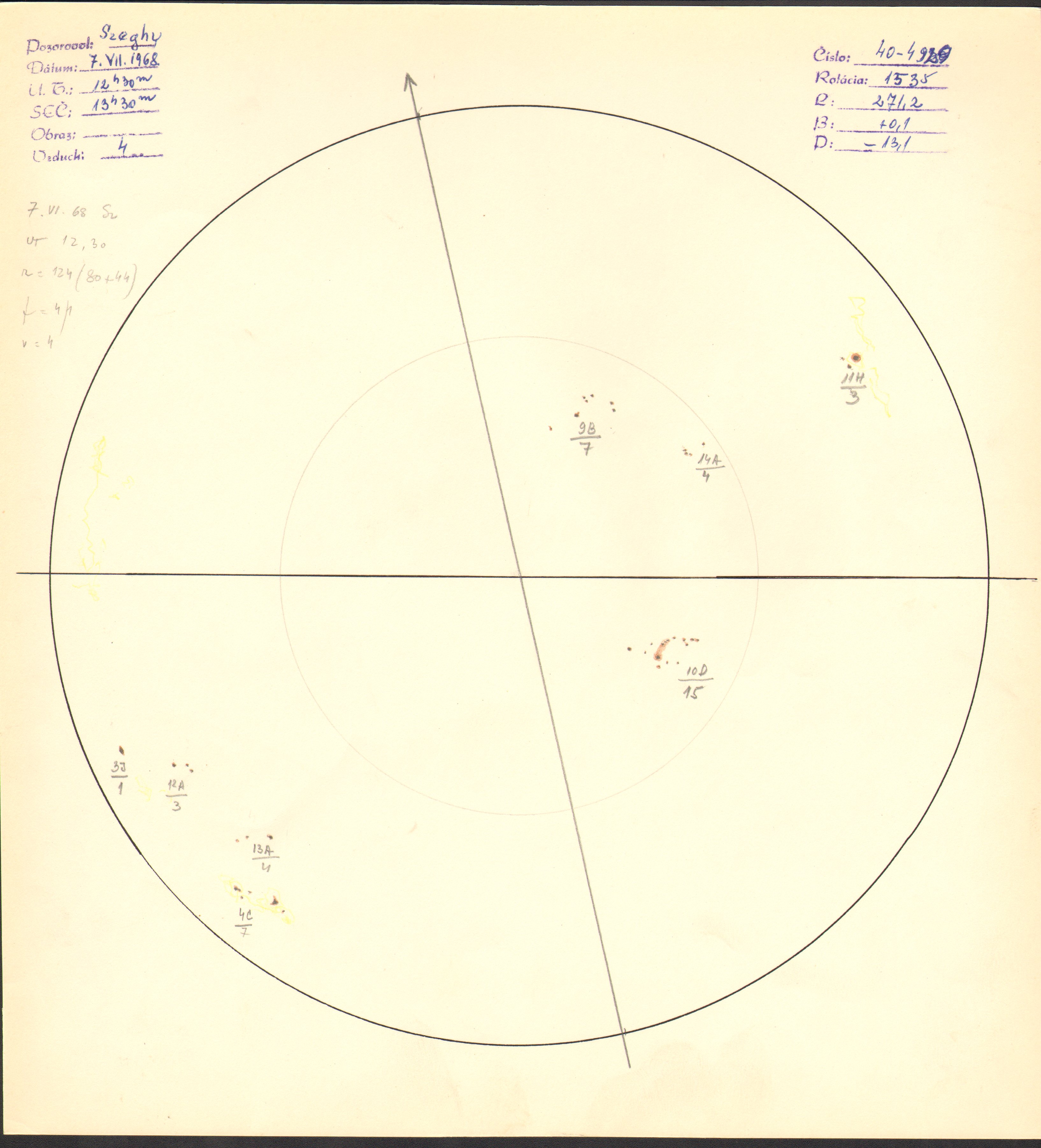 Obrázok zákresu Slnka na deň 07.06.1968