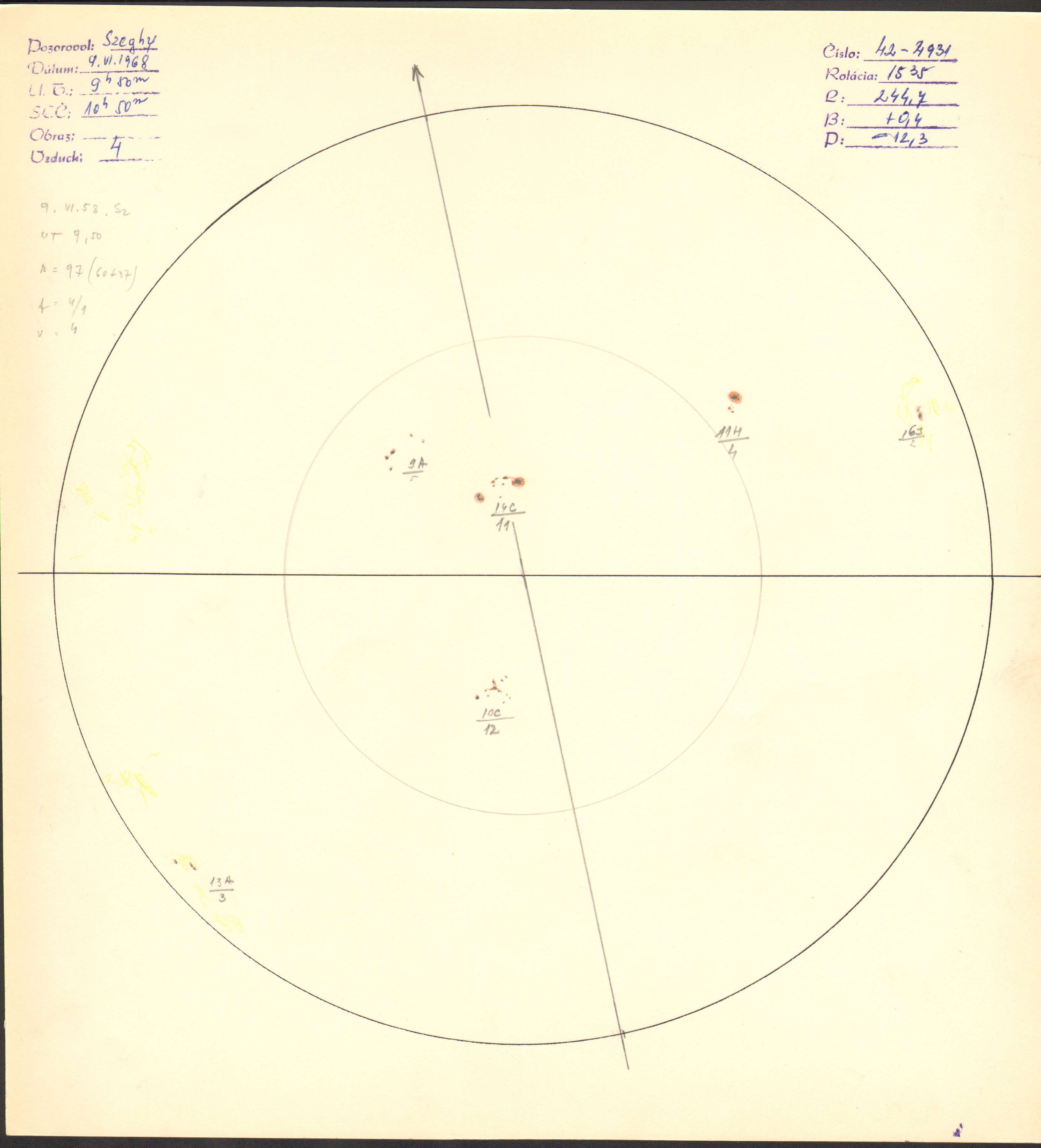 Obrázok zákresu Slnka na deň 09.06.1968
