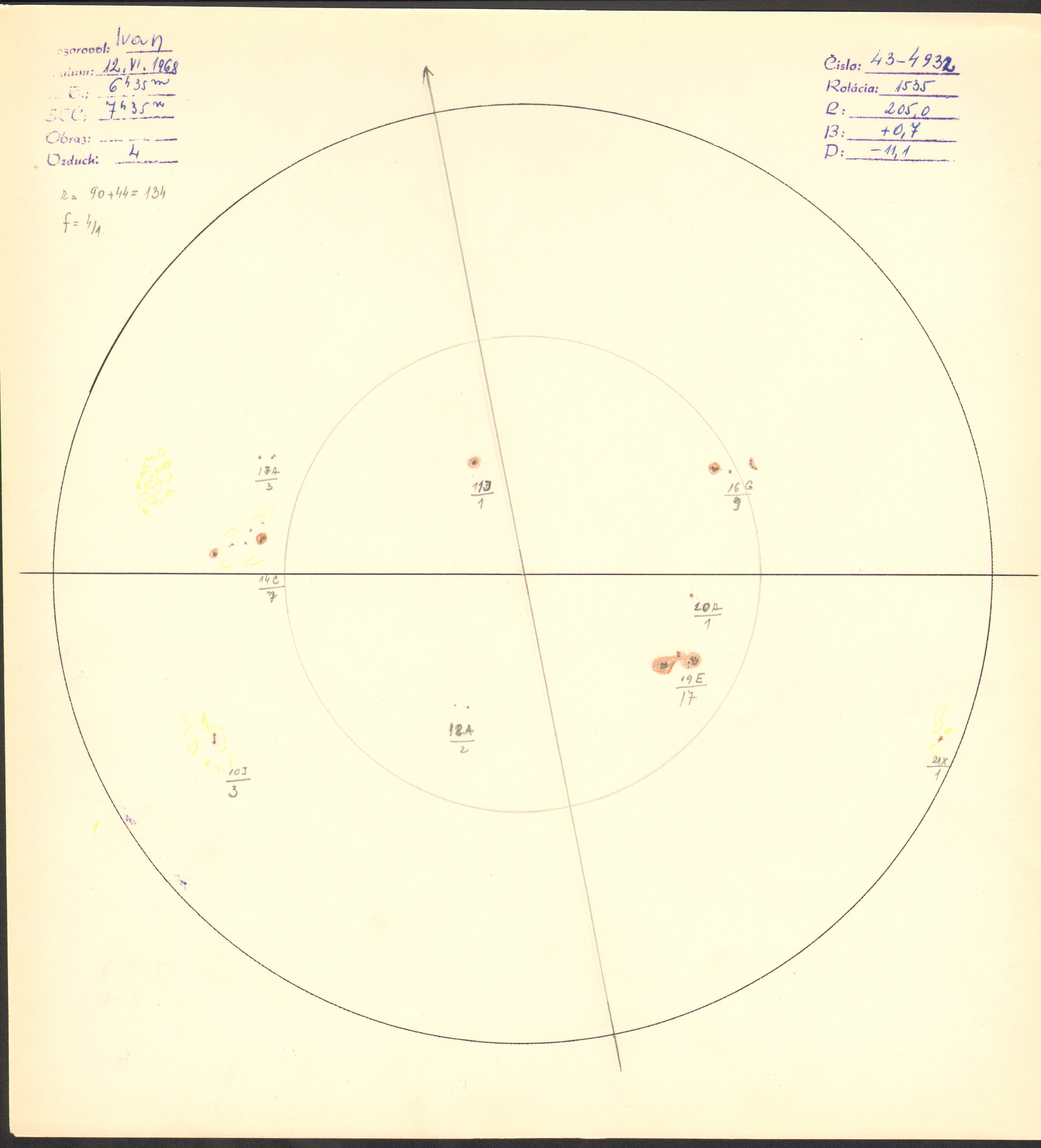 Obrázok zákresu Slnka na deň 12.06.1968