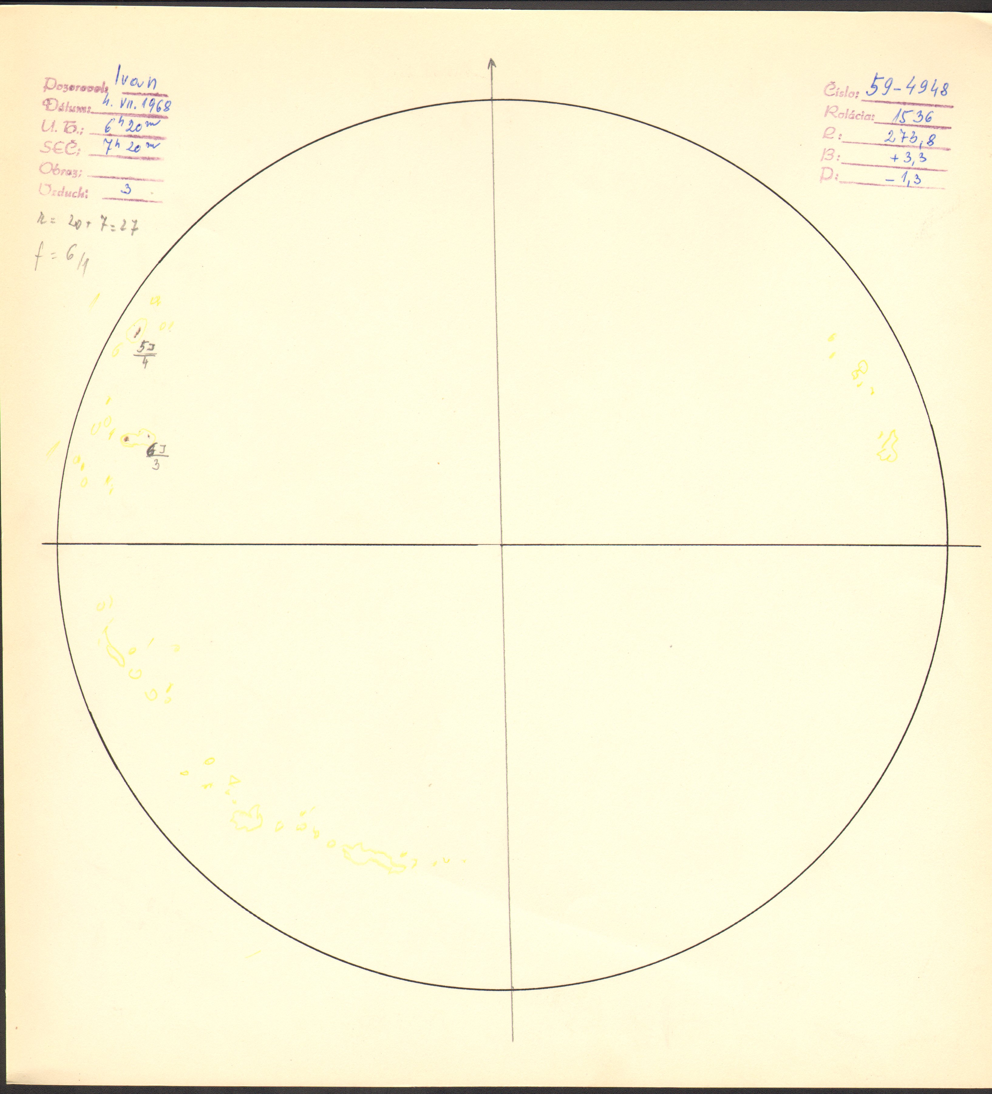 Obrázok zákresu Slnka na deň 04.07.1968