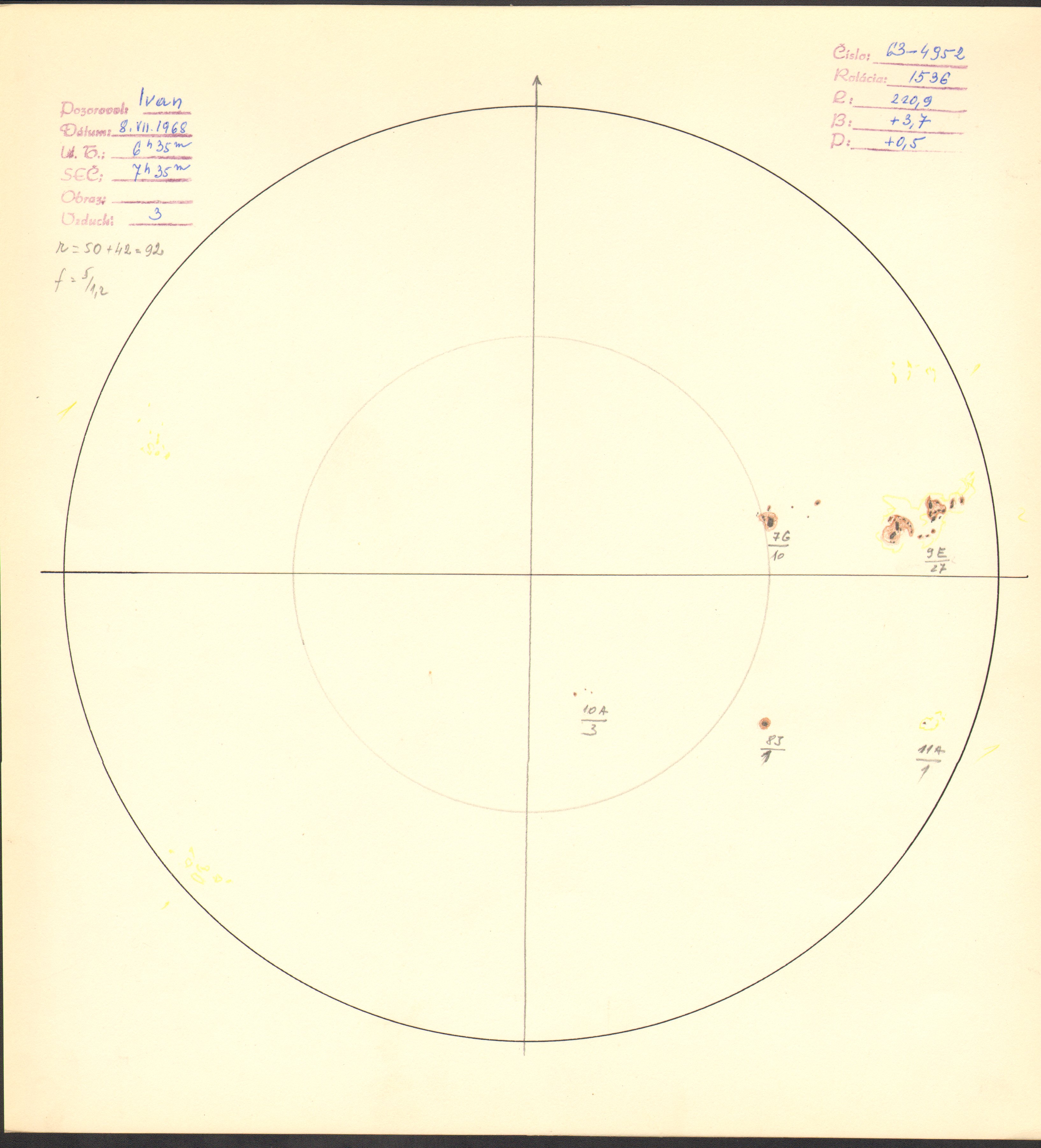 Obrázok zákresu Slnka na deň 08.07.1968