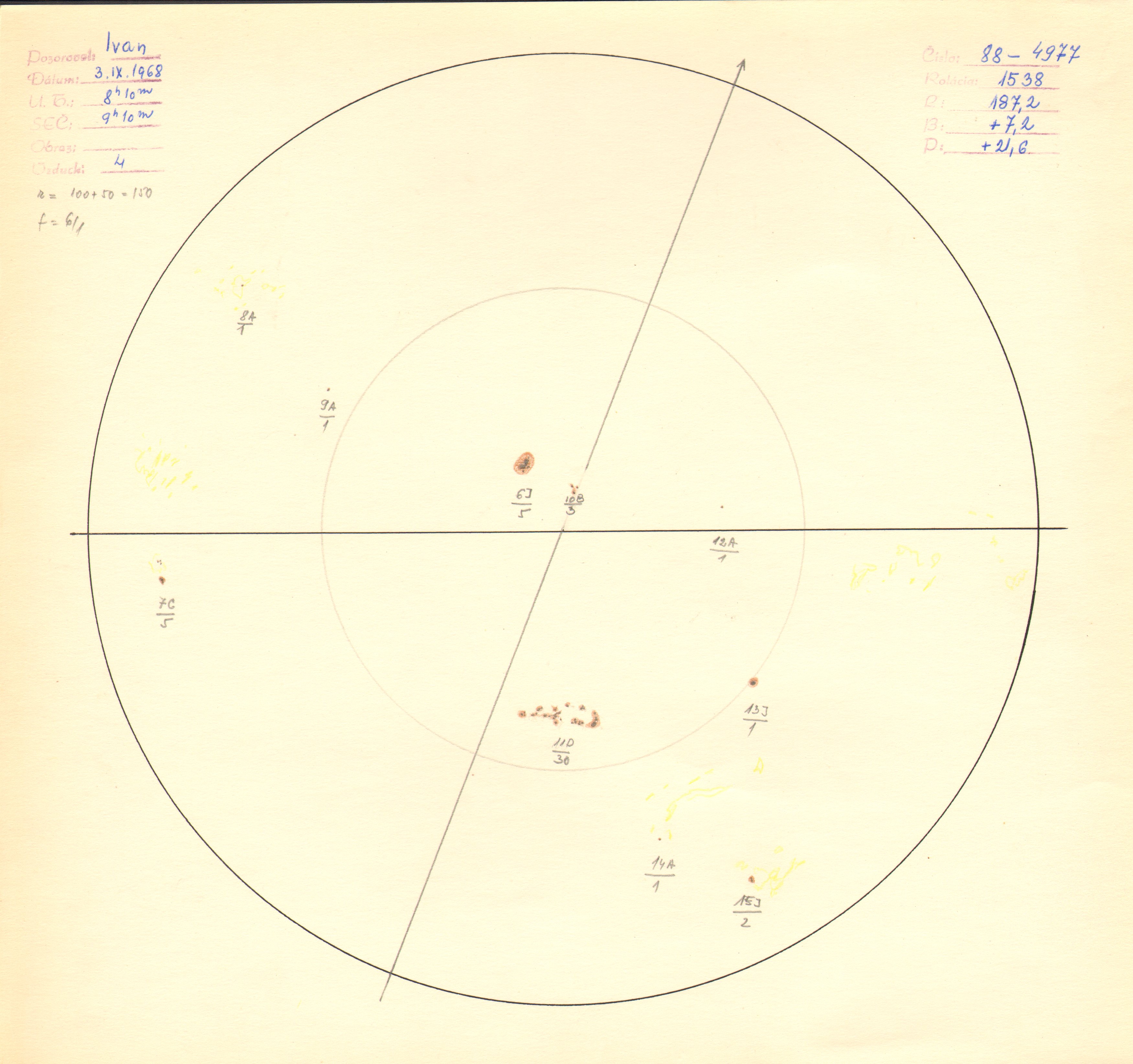 Obrázok zákresu Slnka na deň 03.09.1968