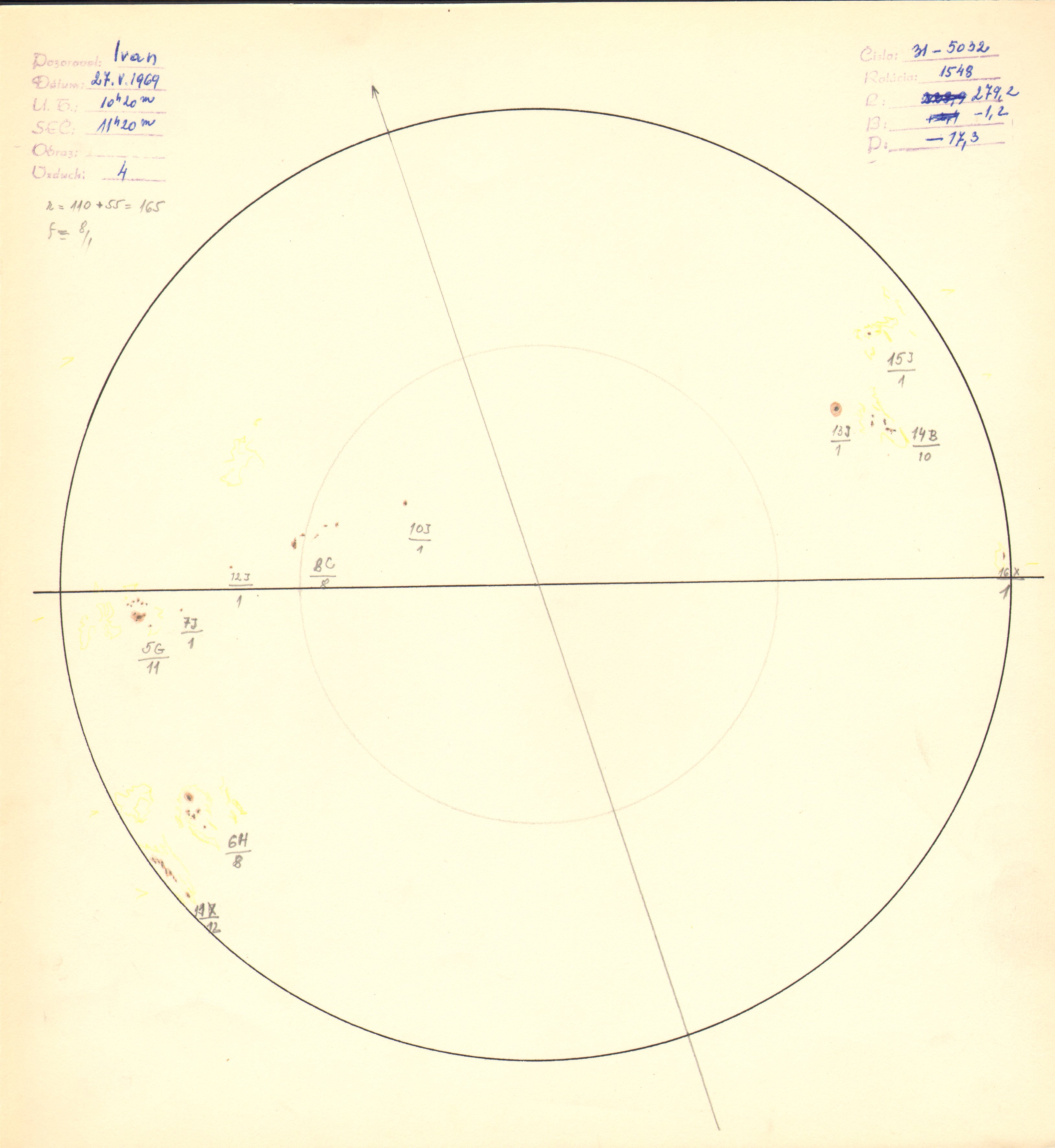 Obrázok zákresu Slnka na deň 27.05.1969