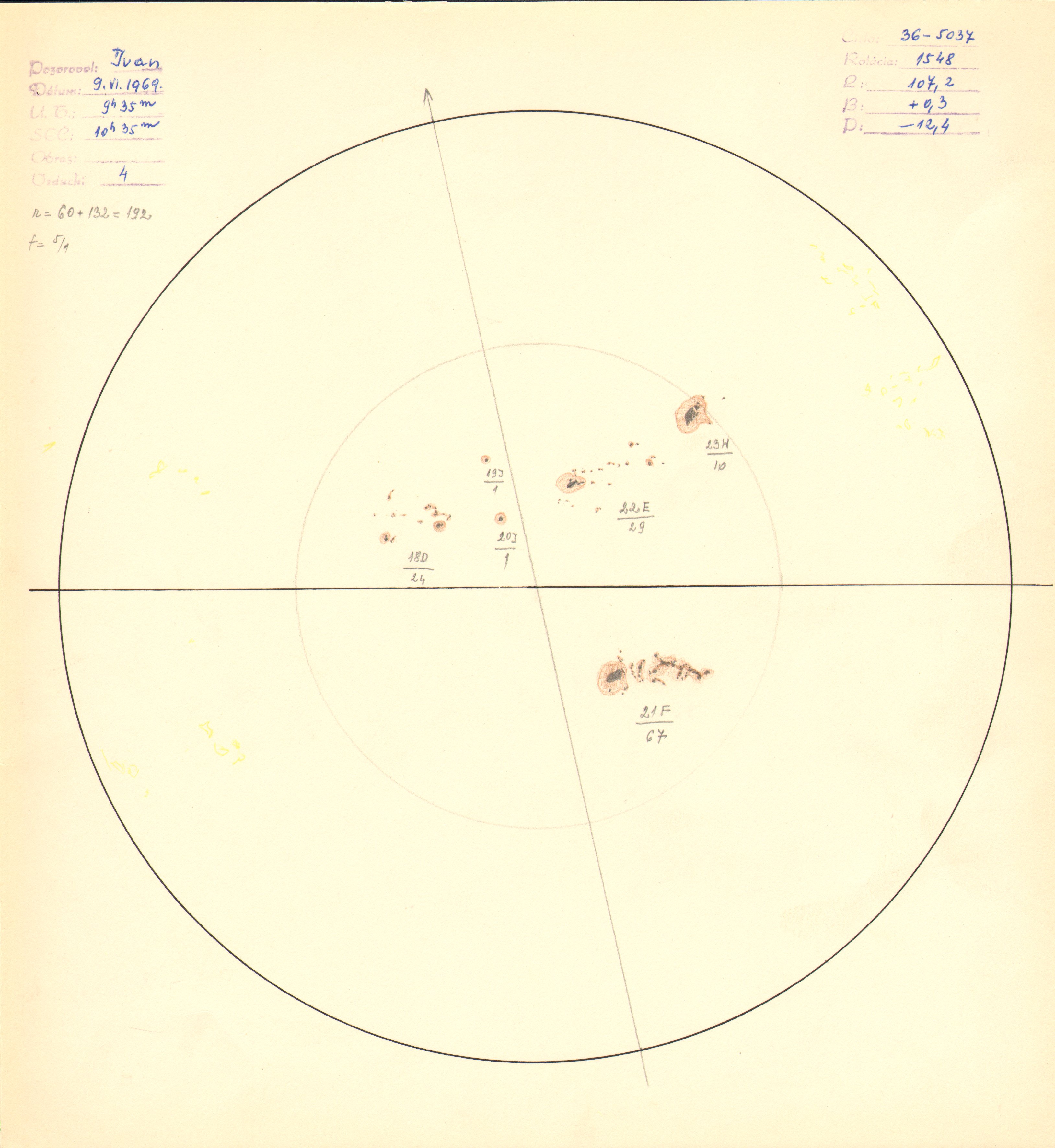 Obrázok zákresu Slnka na deň 09.06.1969