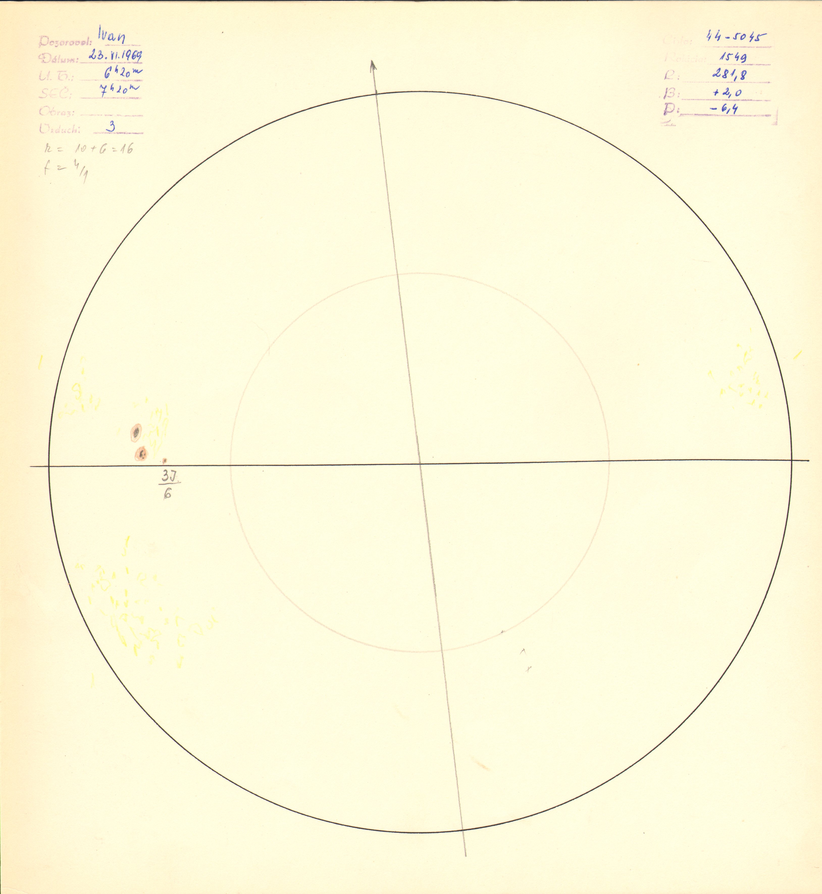 Obrázok zákresu Slnka na deň 23.06.1969