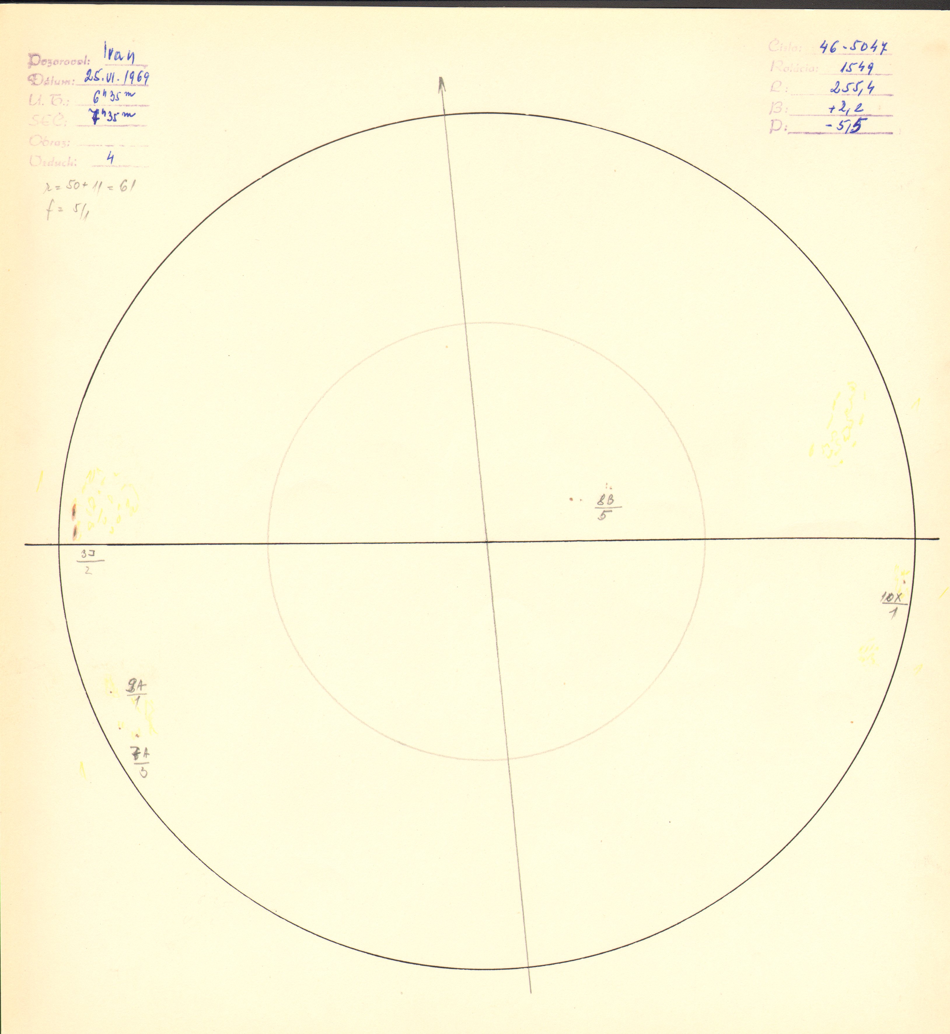 Obrázok zákresu Slnka na deň 25.06.1969