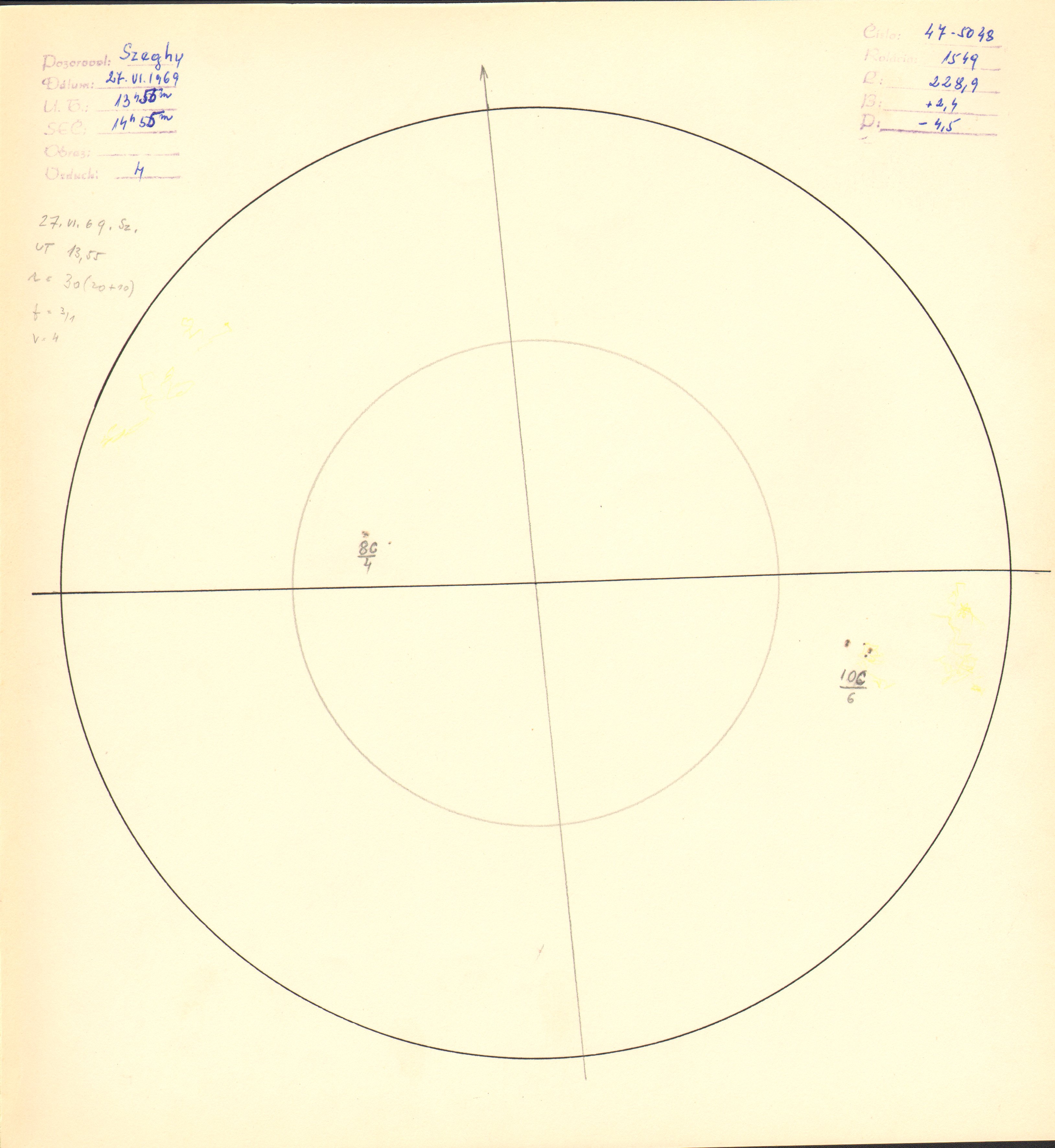 Obrázok zákresu Slnka na deň 27.06.1969
