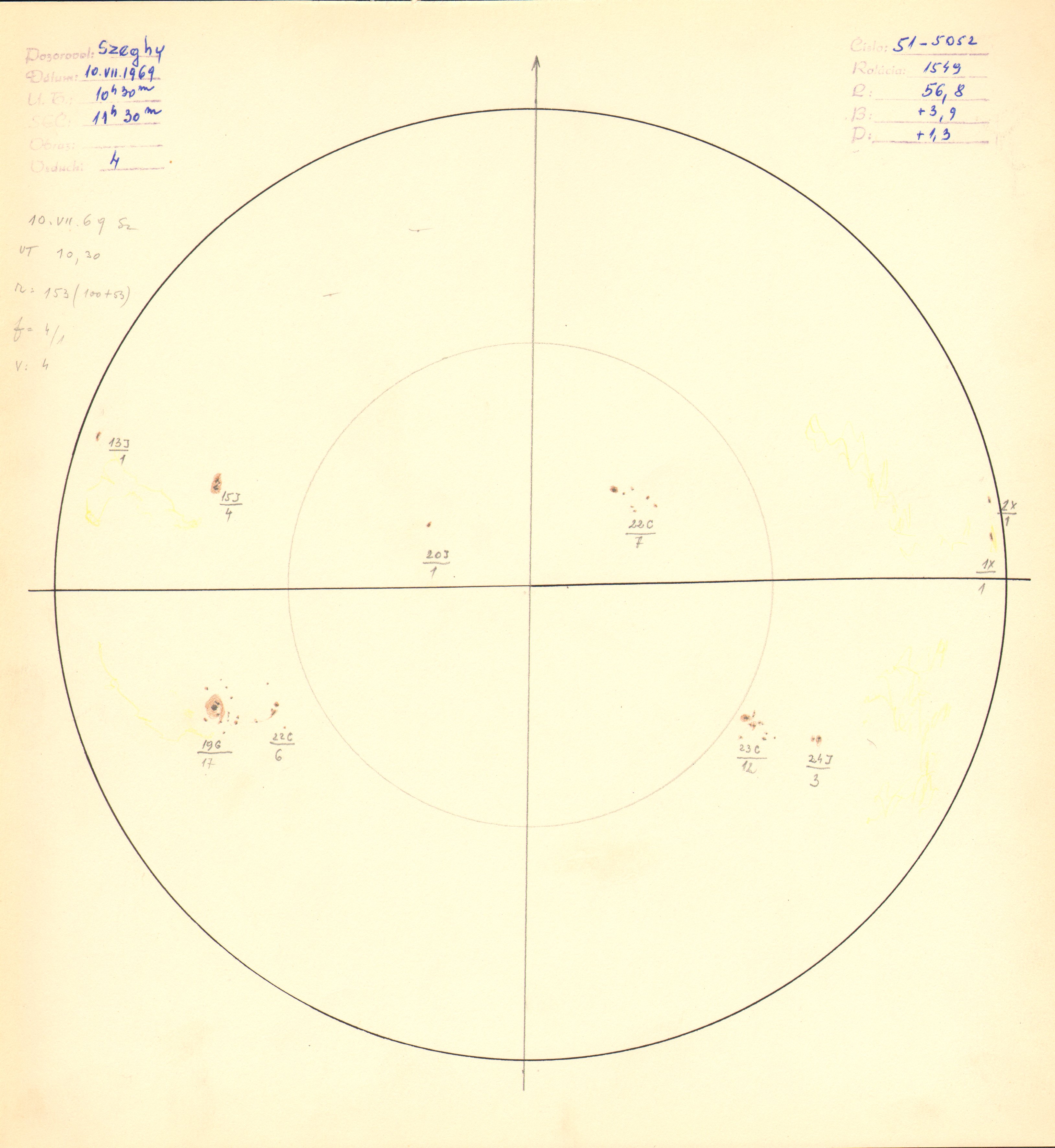 Obrázok zákresu Slnka na deň 10.07.1969