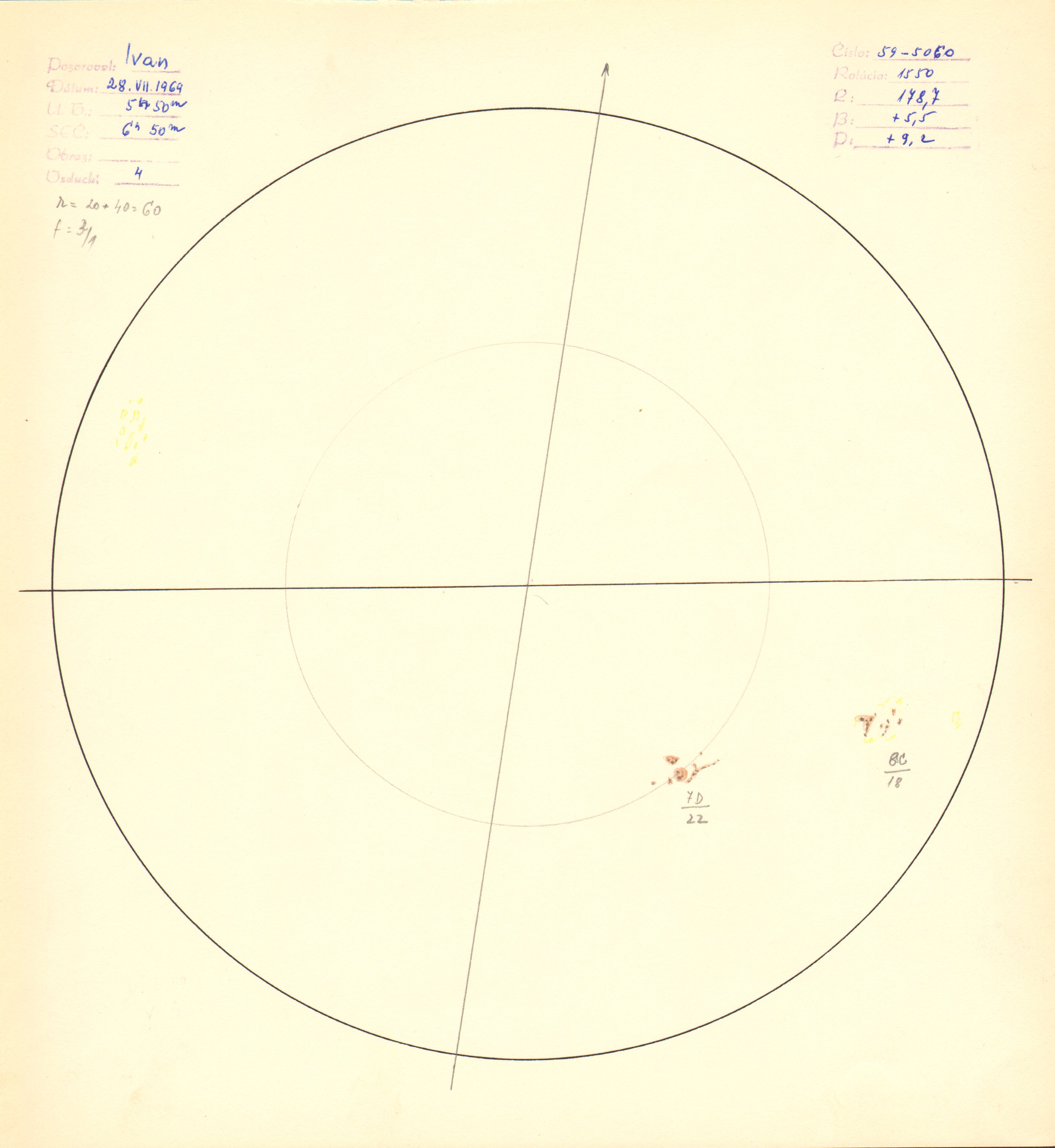 Obrázok zákresu Slnka na deň 28.07.1969