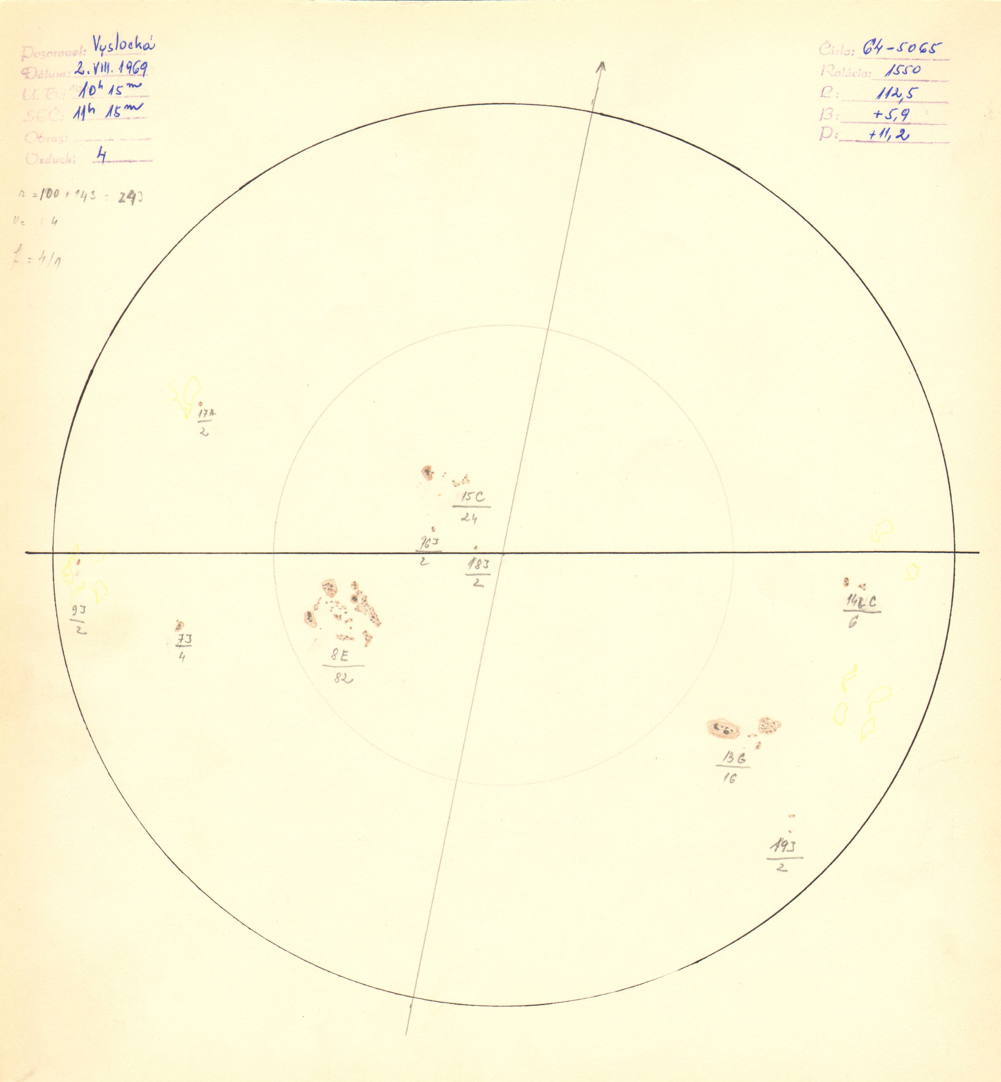 Obrázok zákresu Slnka na deň 02.08.1969