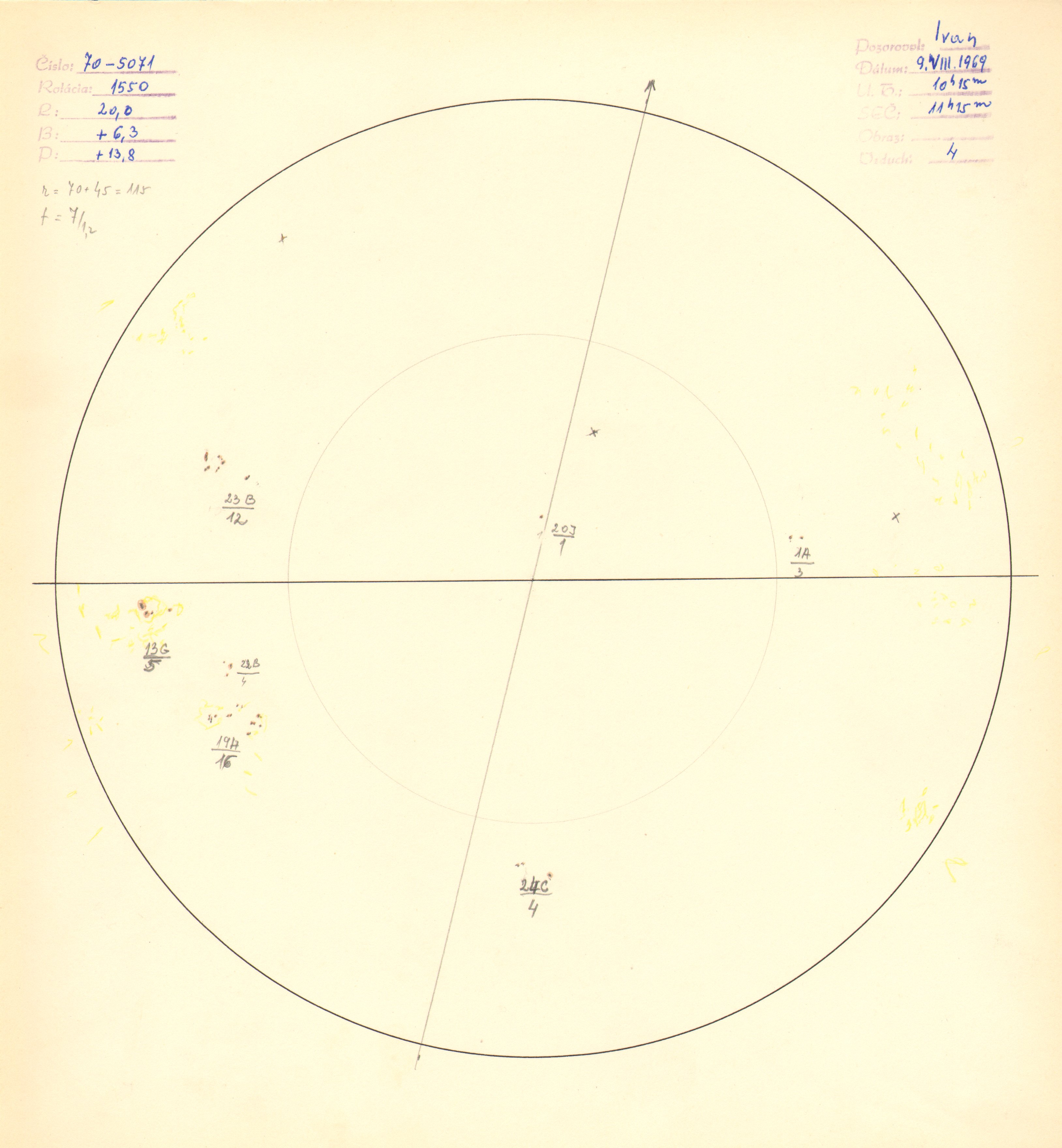 Obrázok zákresu Slnka na deň 09.08.1969