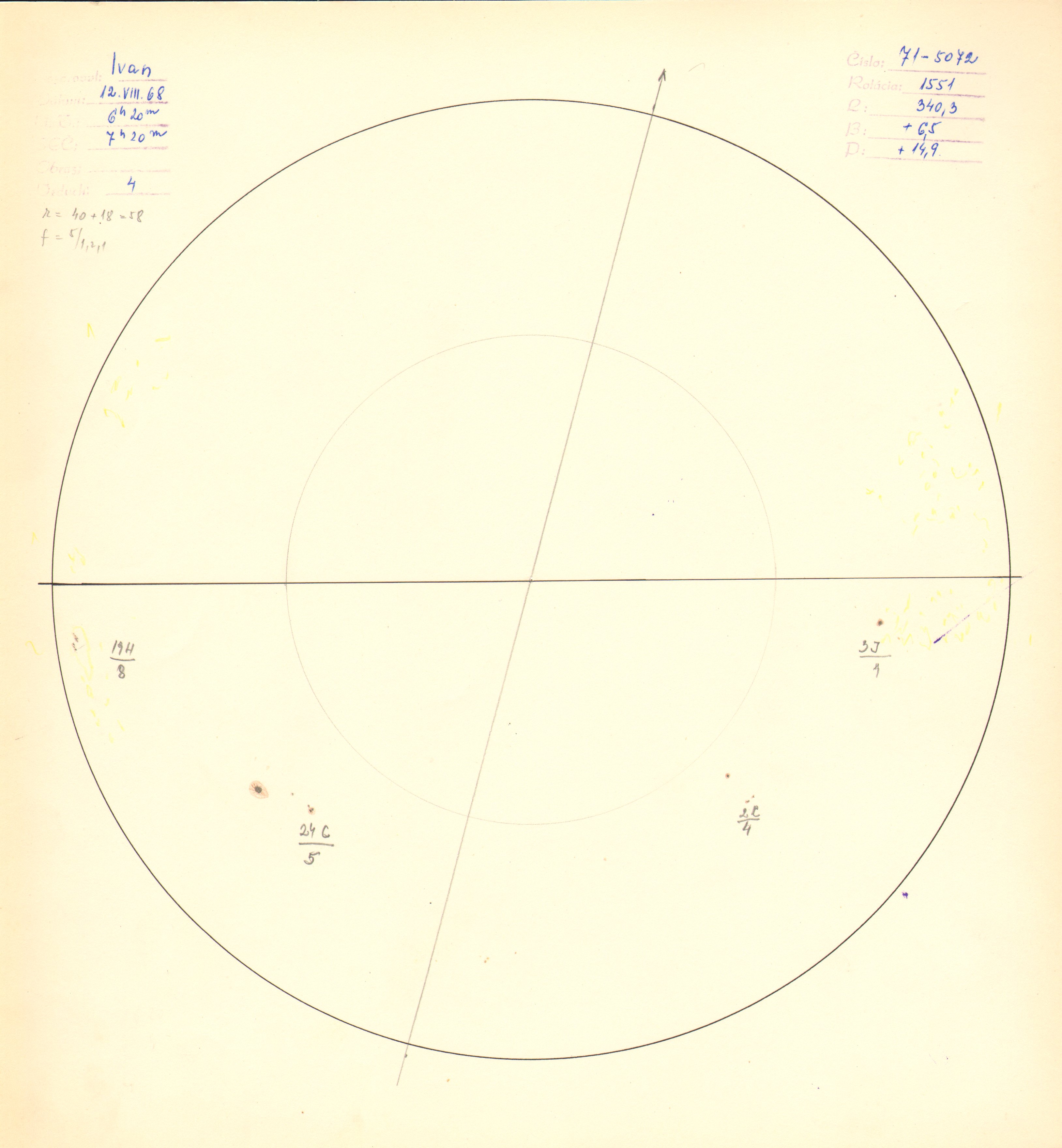 Obrázok zákresu Slnka na deň 12.08.1969