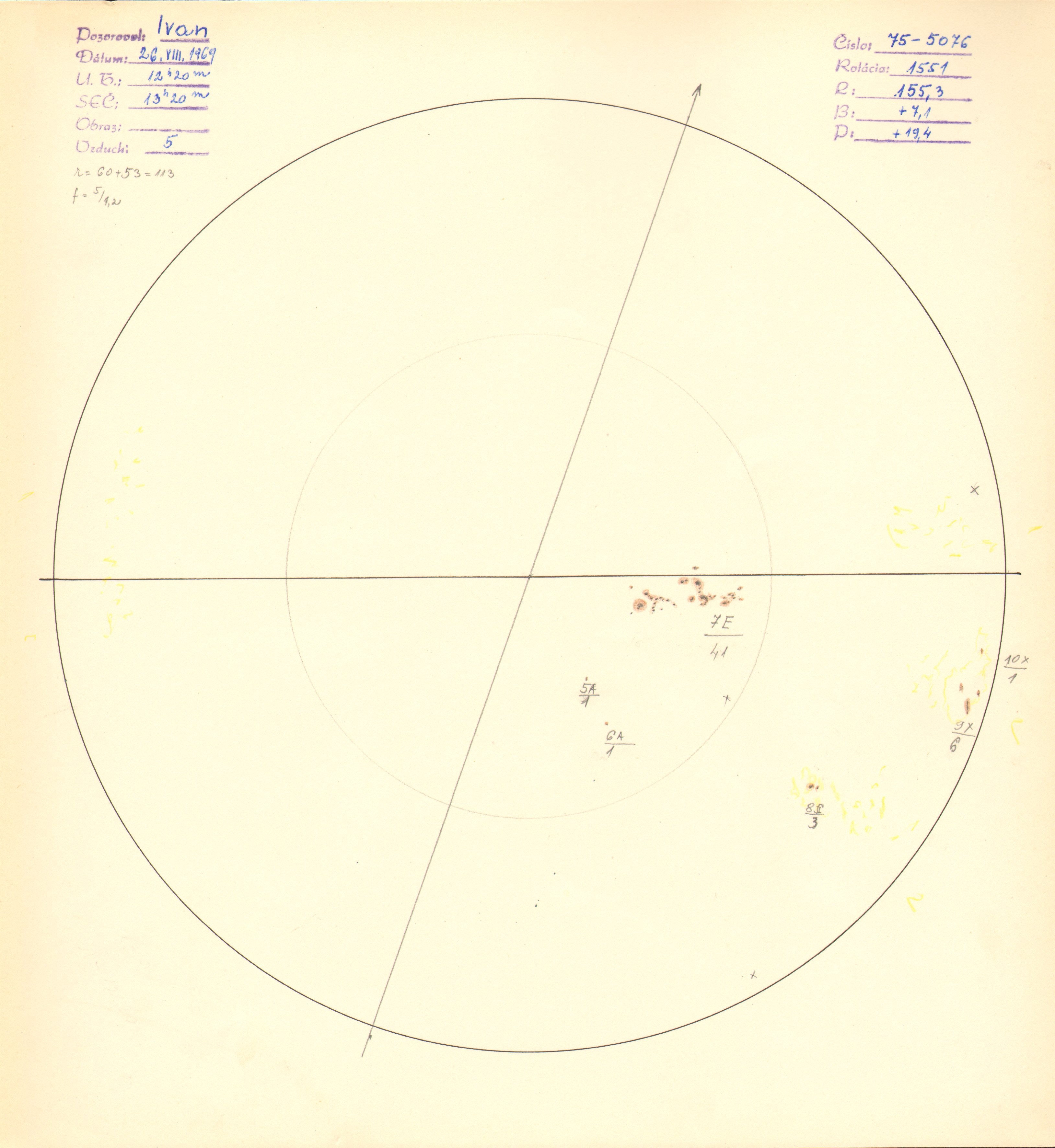 Obrázok zákresu Slnka na deň 26.08.1969