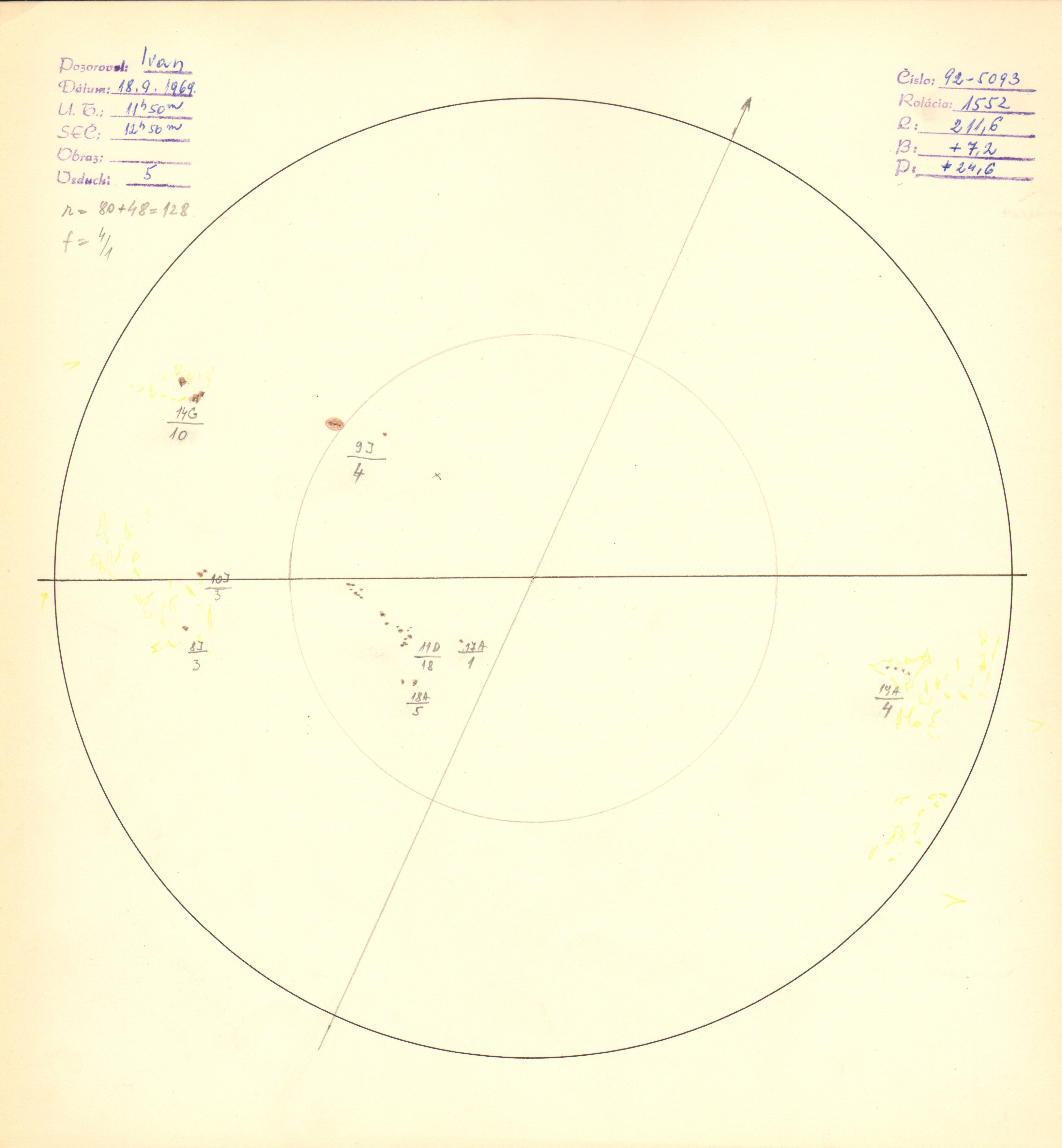 Obrázok zákresu Slnka na deň 18.09.1969