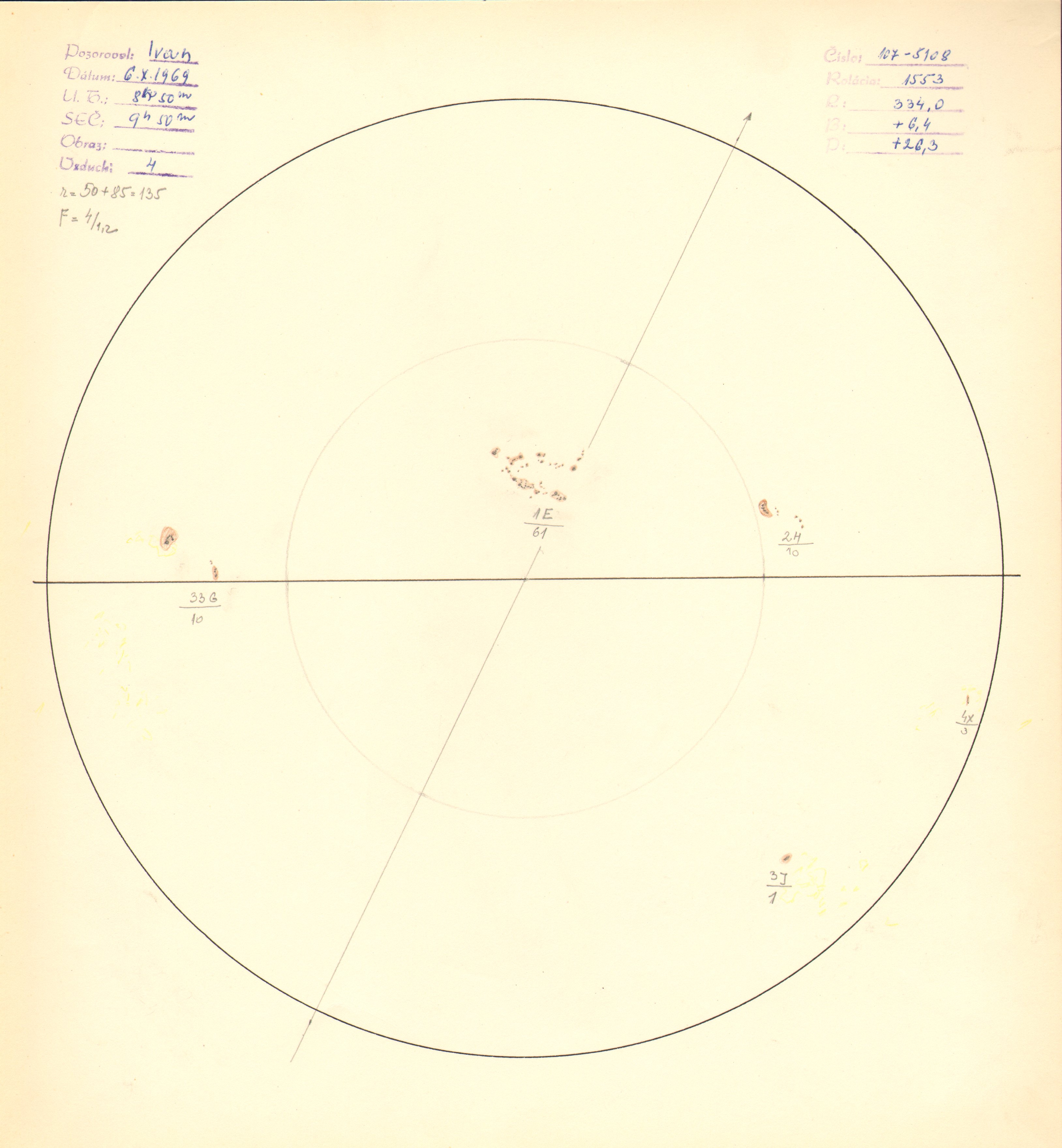 Obrázok zákresu Slnka na deň 06.10.1969