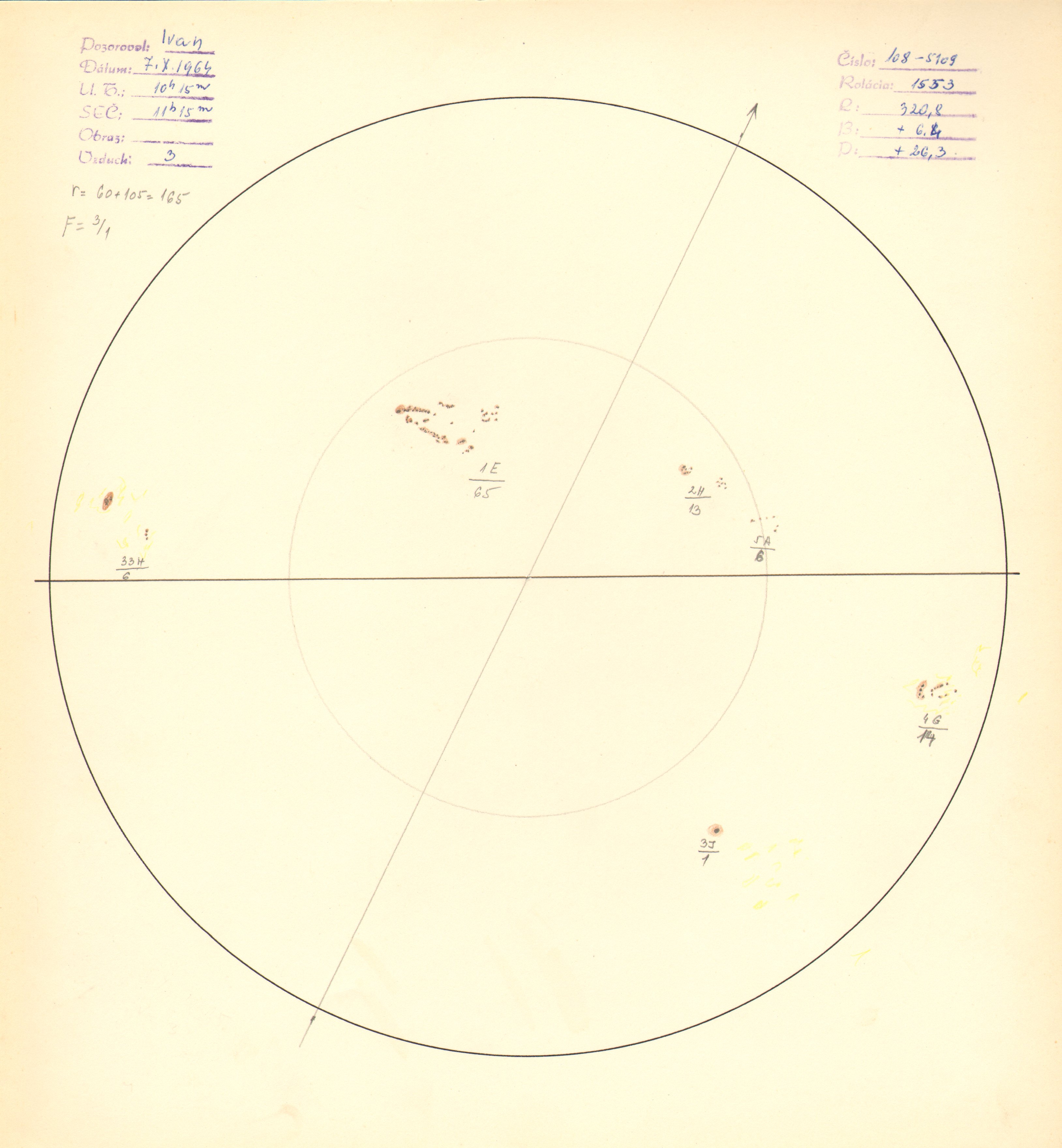 Obrázok zákresu Slnka na deň 07.10.1969