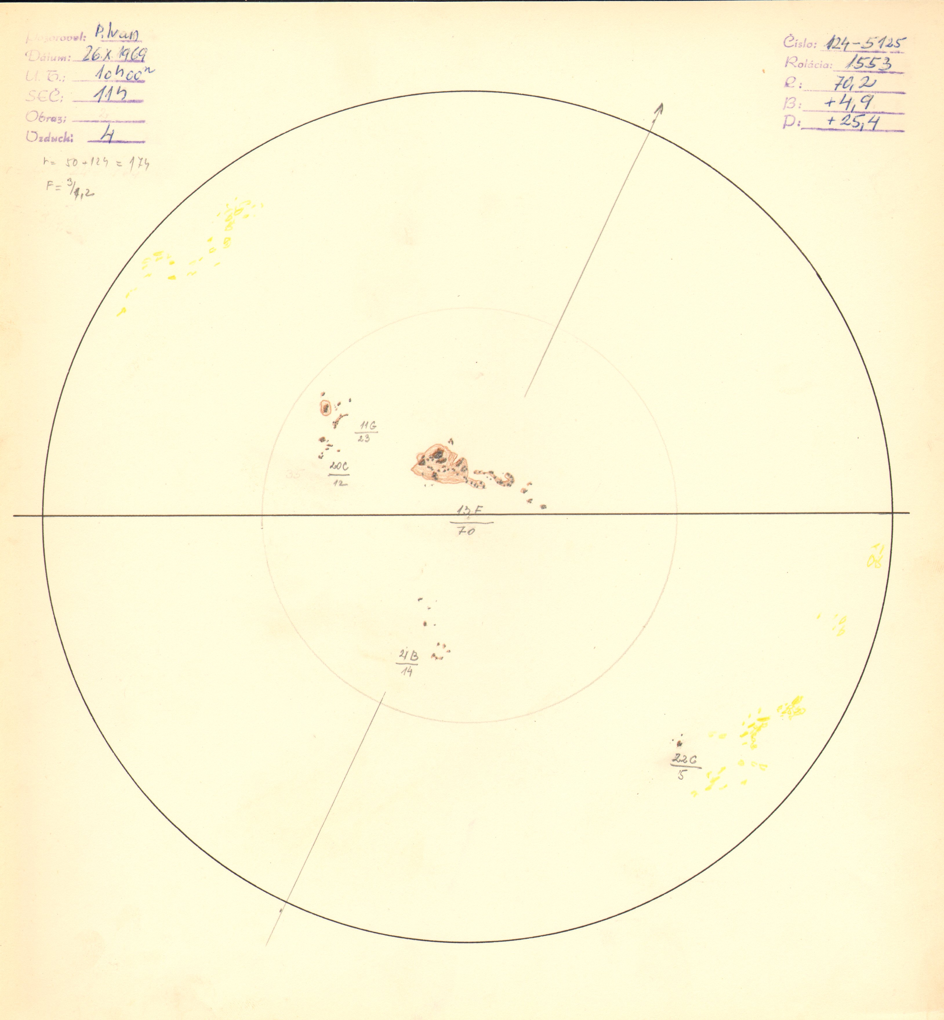 Obrázok zákresu Slnka na deň 26.10.1969