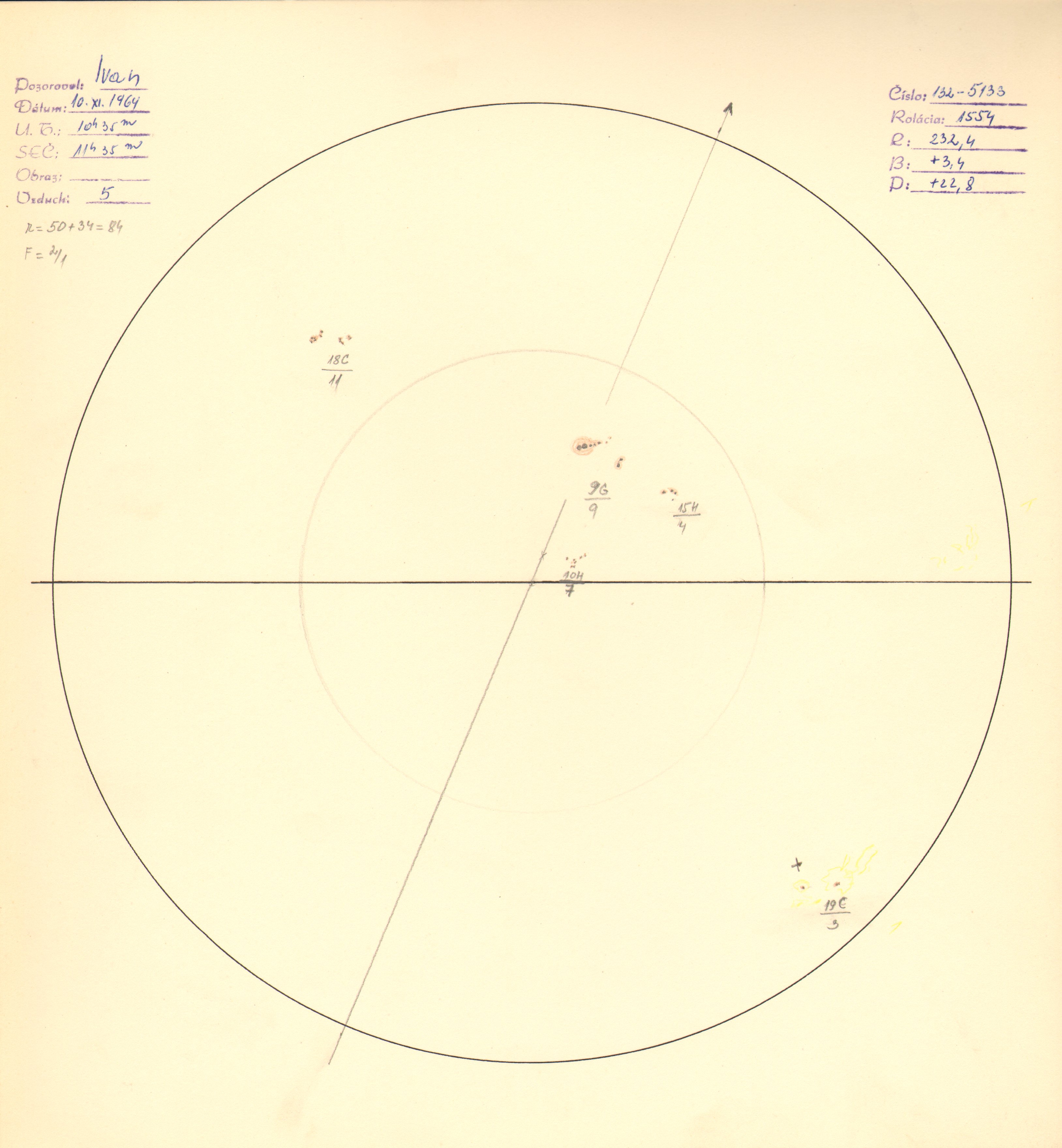Obrázok zákresu Slnka na deň 10.11.1969