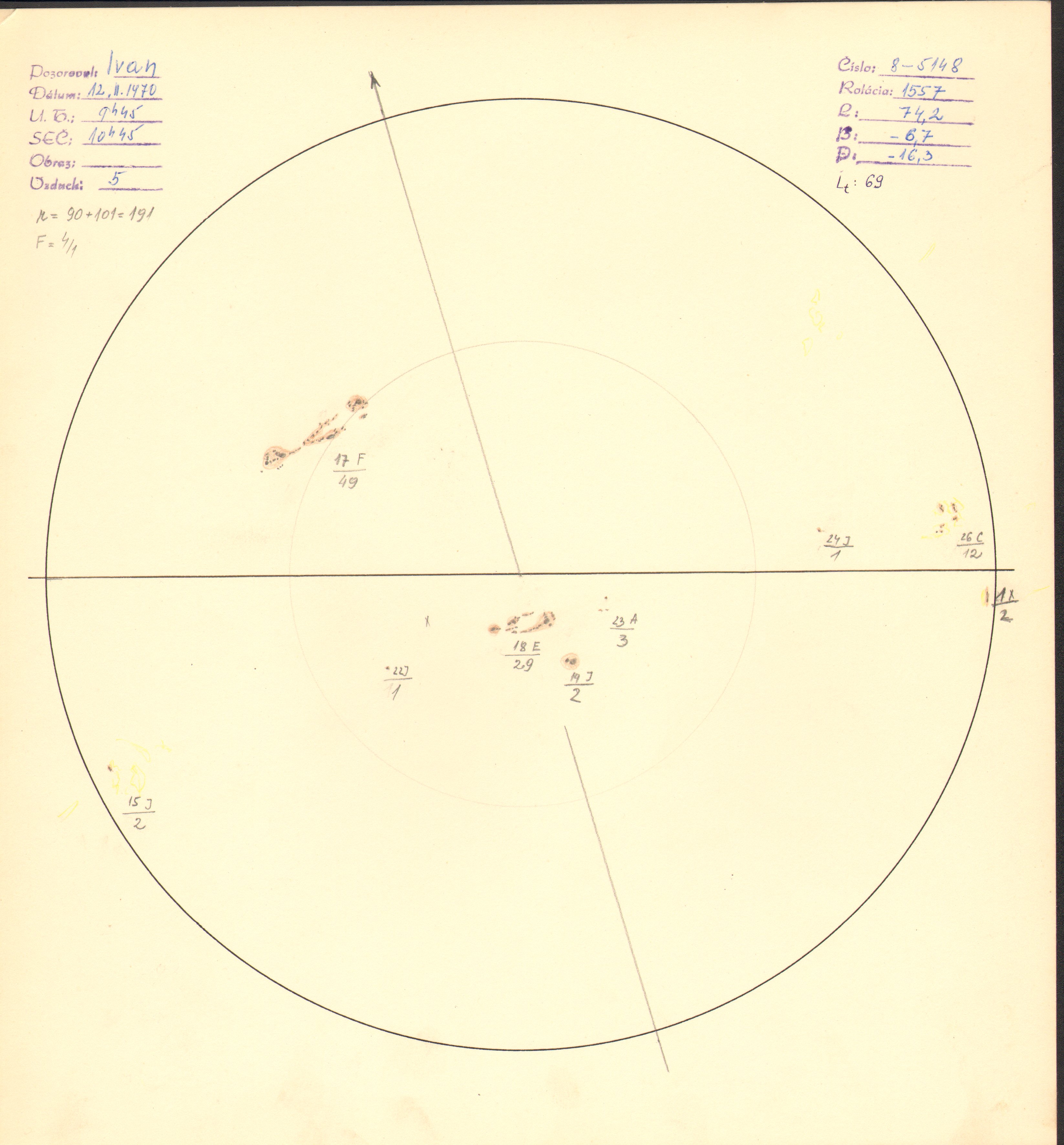 Obrázok zákresu Slnka na deň 12.02.1970