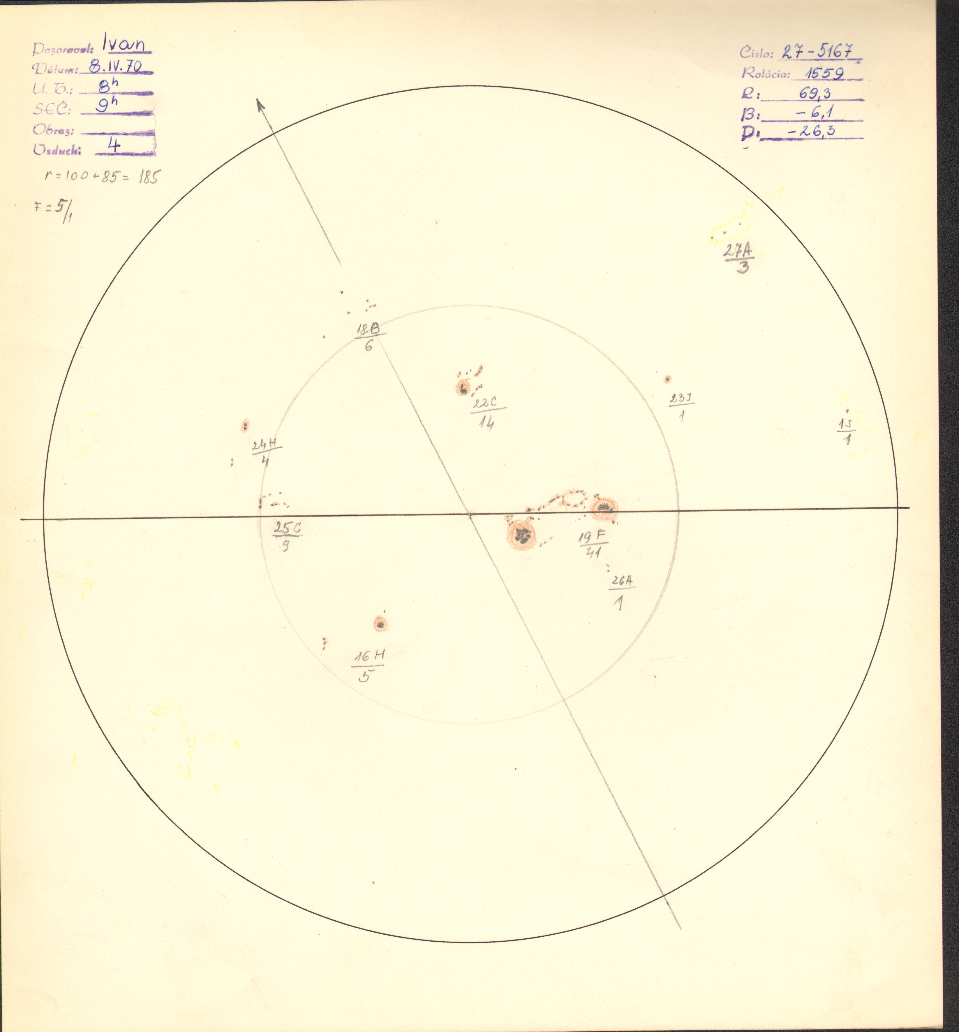 Obrázok zákresu Slnka na deň 08.04.1970