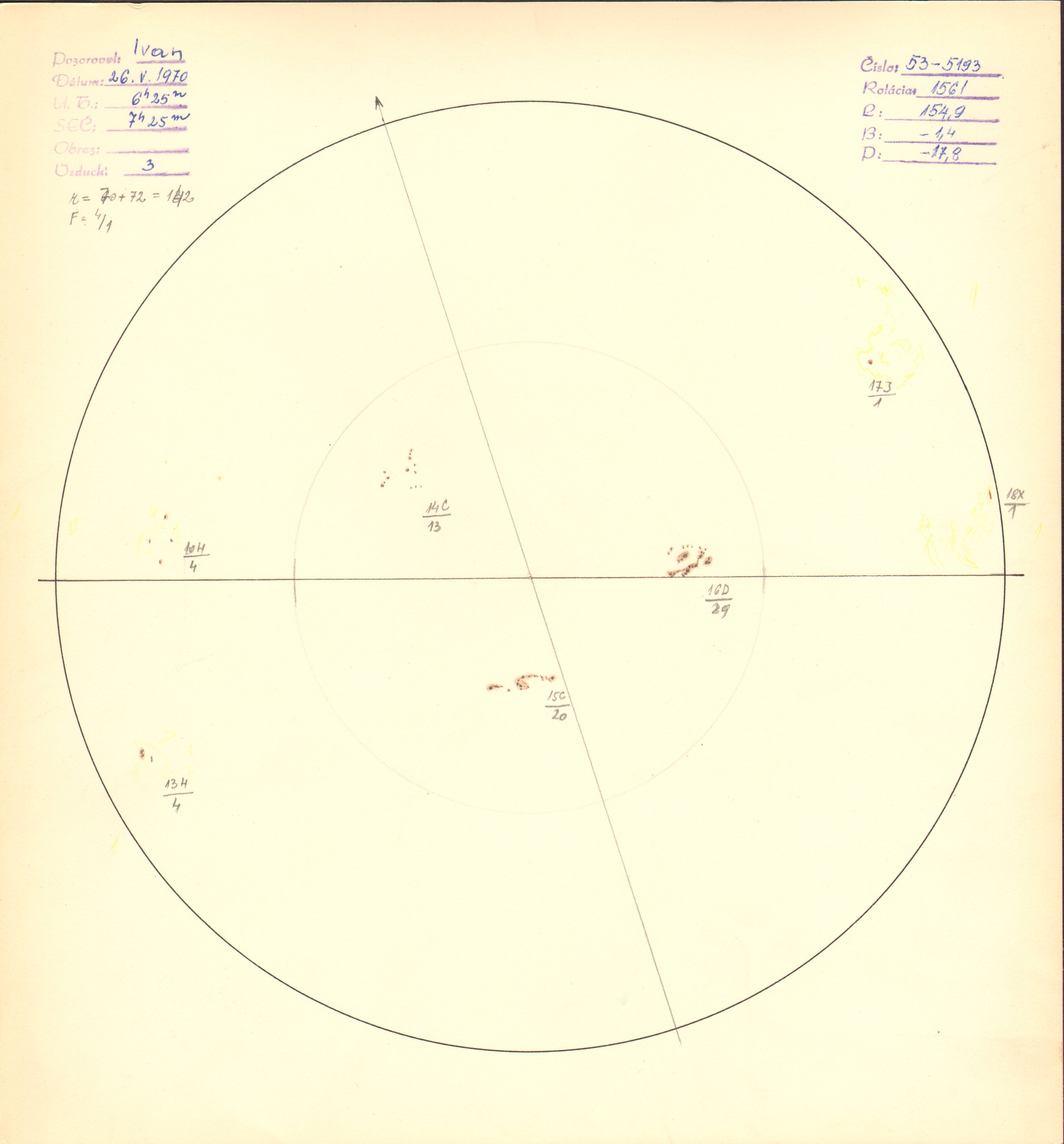 Obrázok zákresu Slnka na deň 26.05.1970