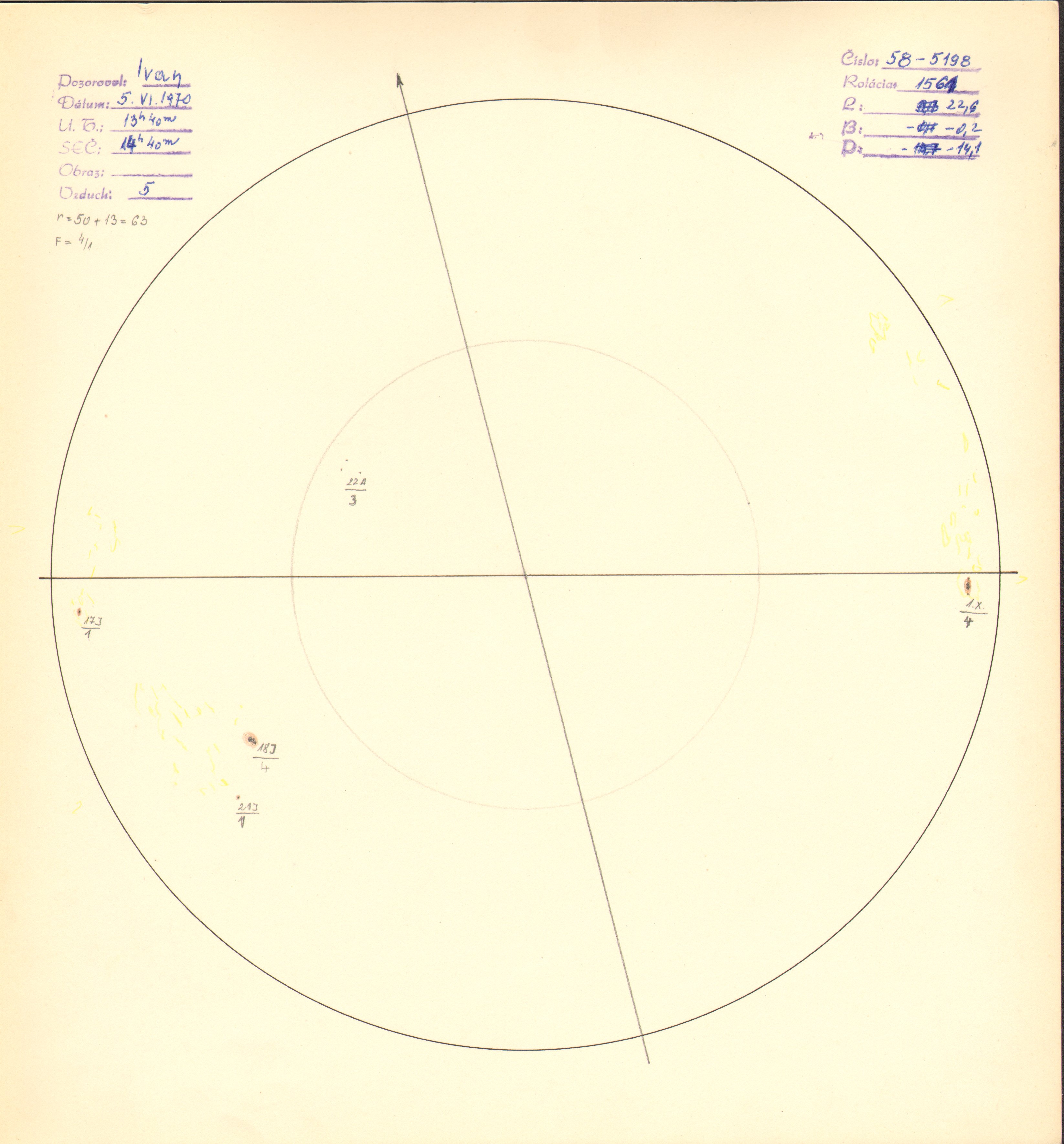 Obrázok zákresu Slnka na deň 05.06.1970