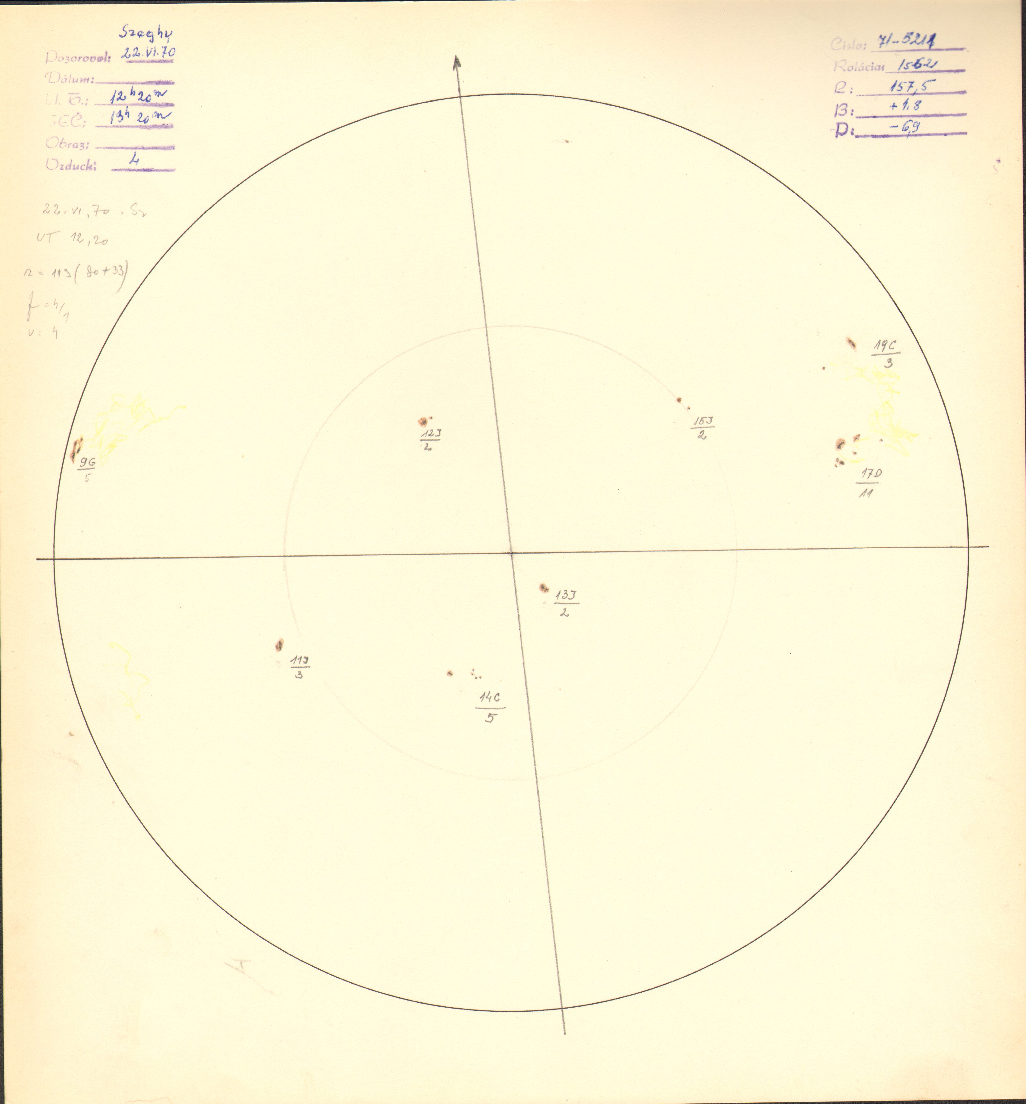 Obrázok zákresu Slnka na deň 22.06.1970
