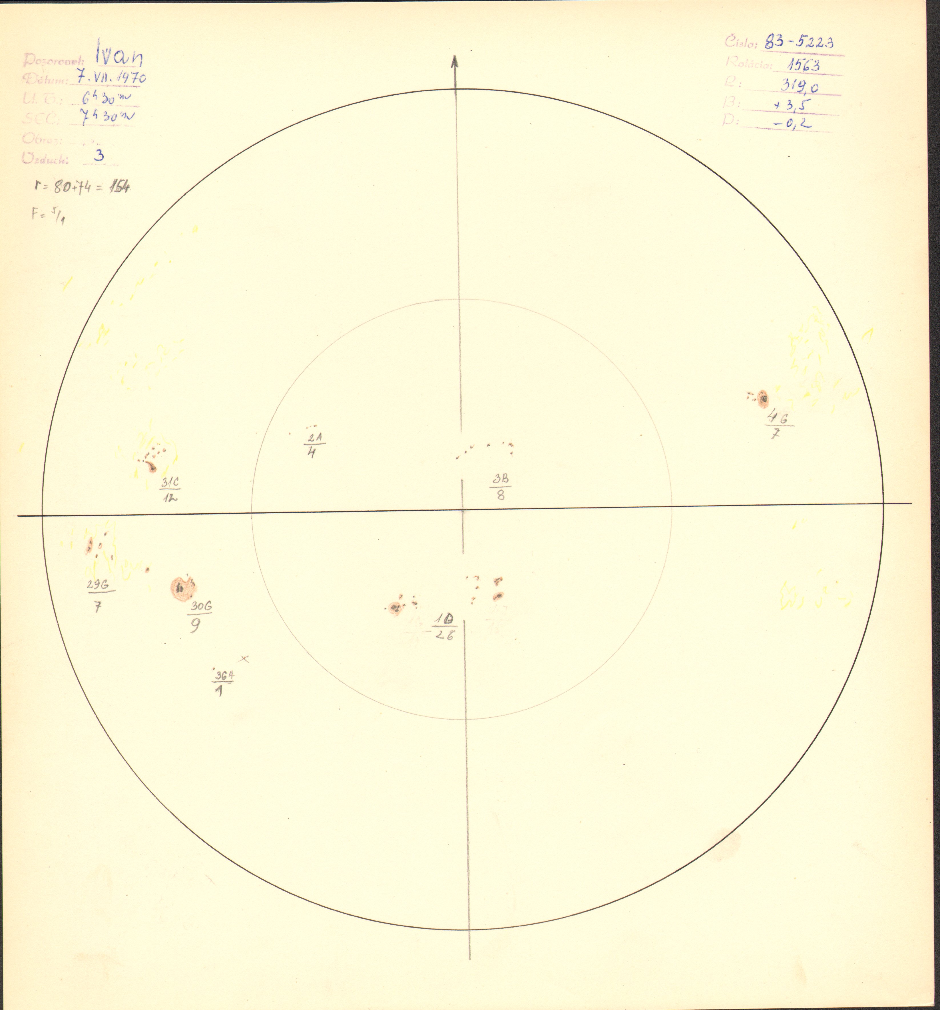 Obrázok zákresu Slnka na deň 07.07.1970