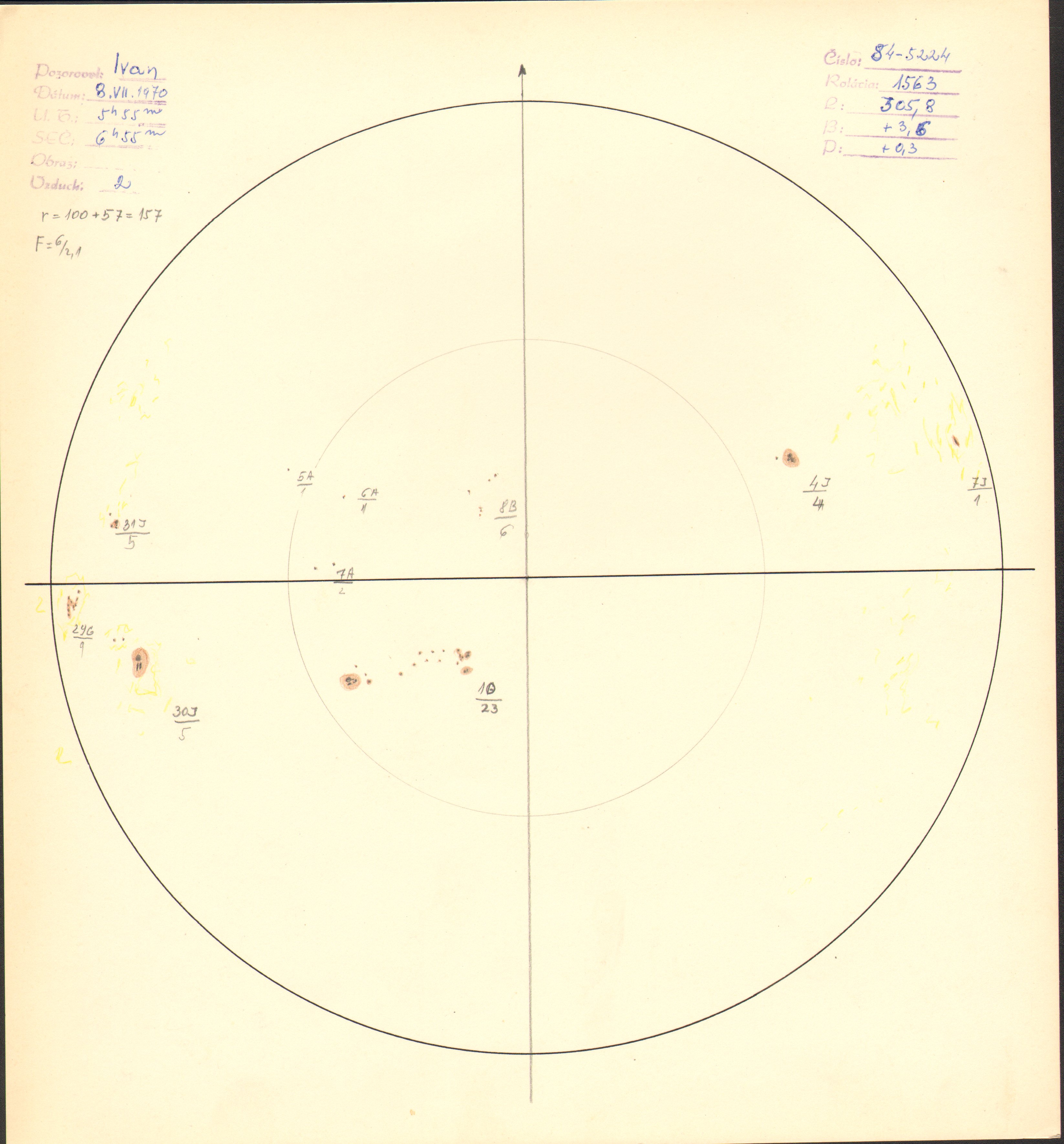 Obrázok zákresu Slnka na deň 08.07.1970