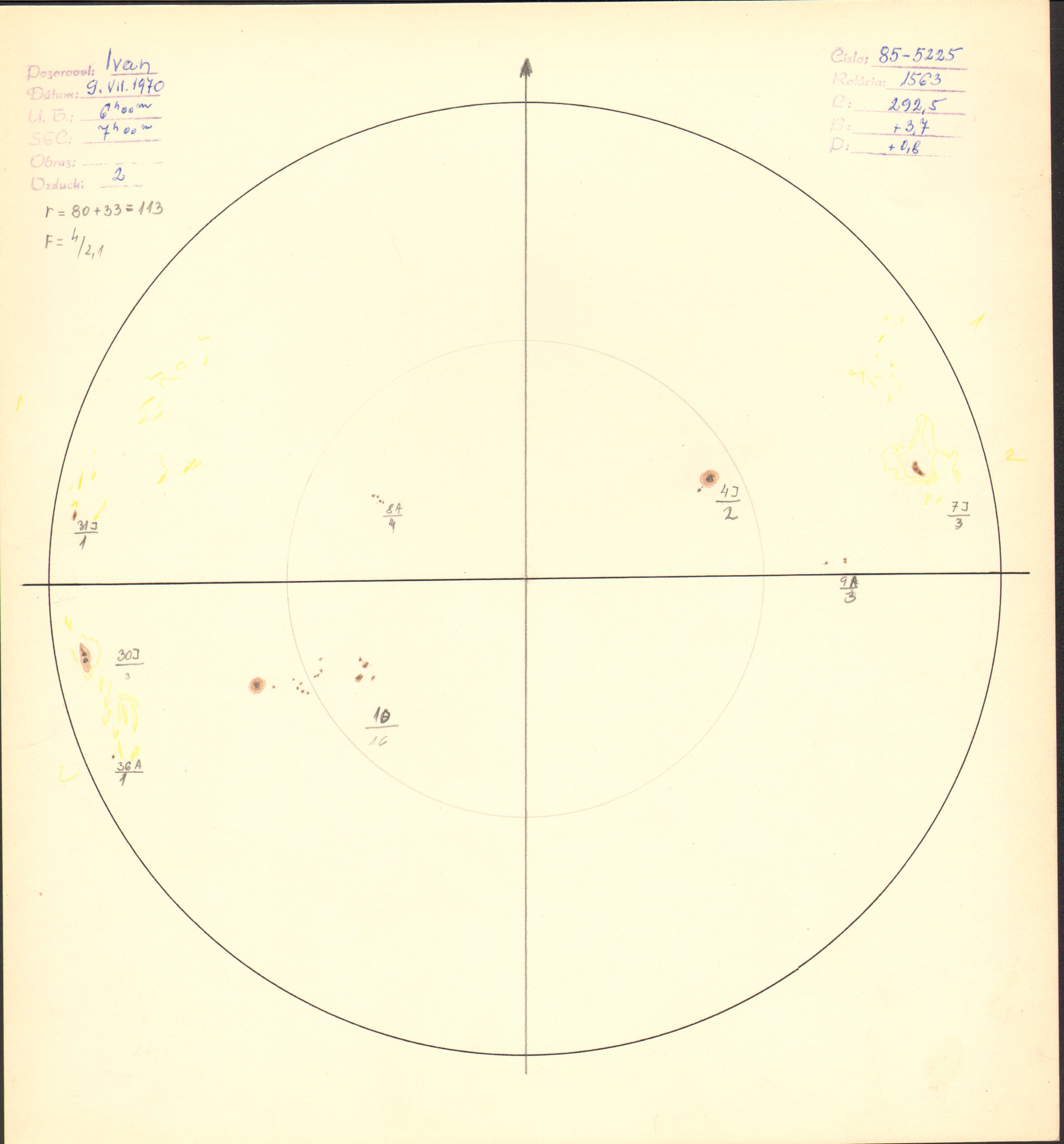 Obrázok zákresu Slnka na deň 09.07.1970