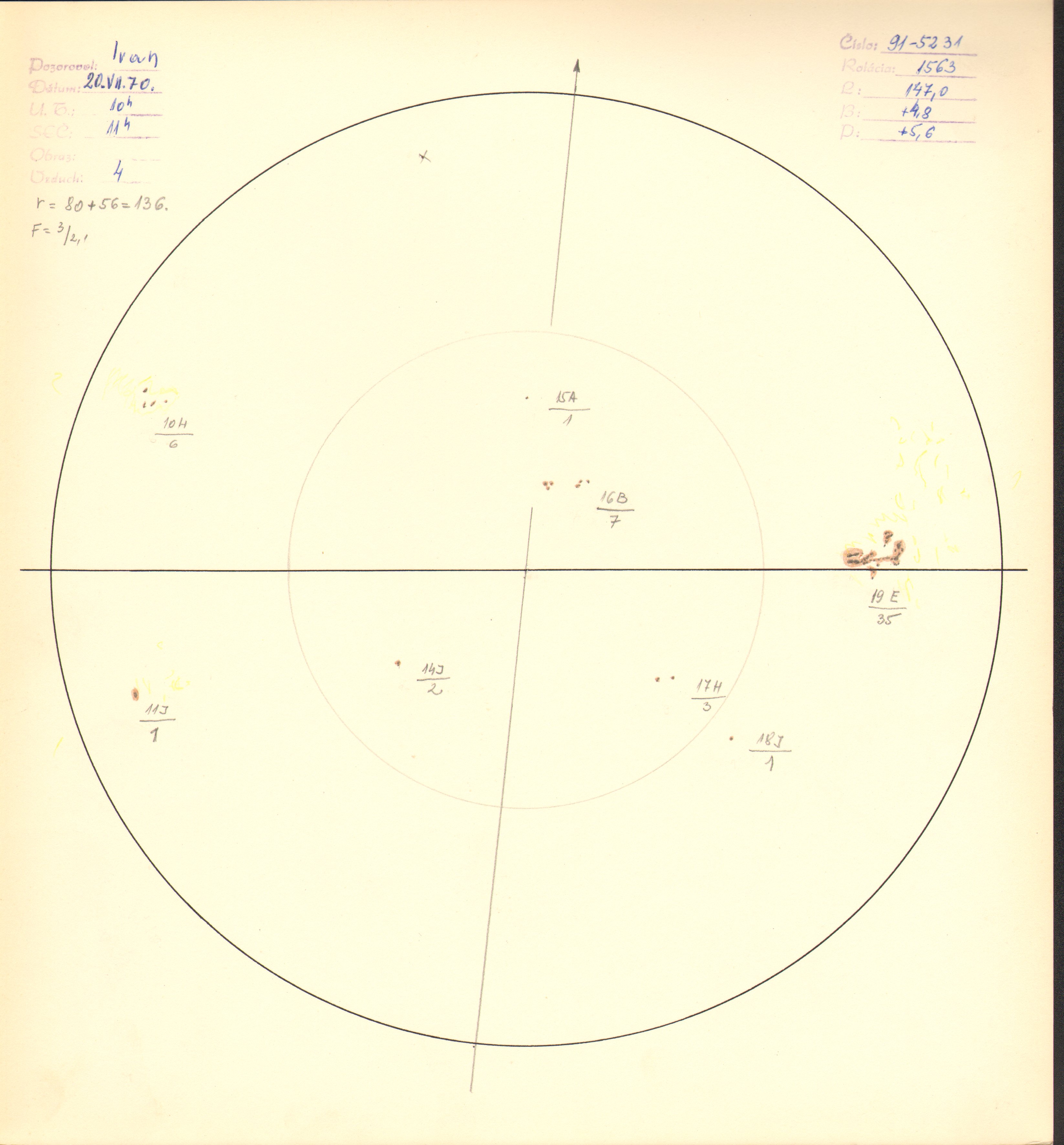 Obrázok zákresu Slnka na deň 20.07.1970