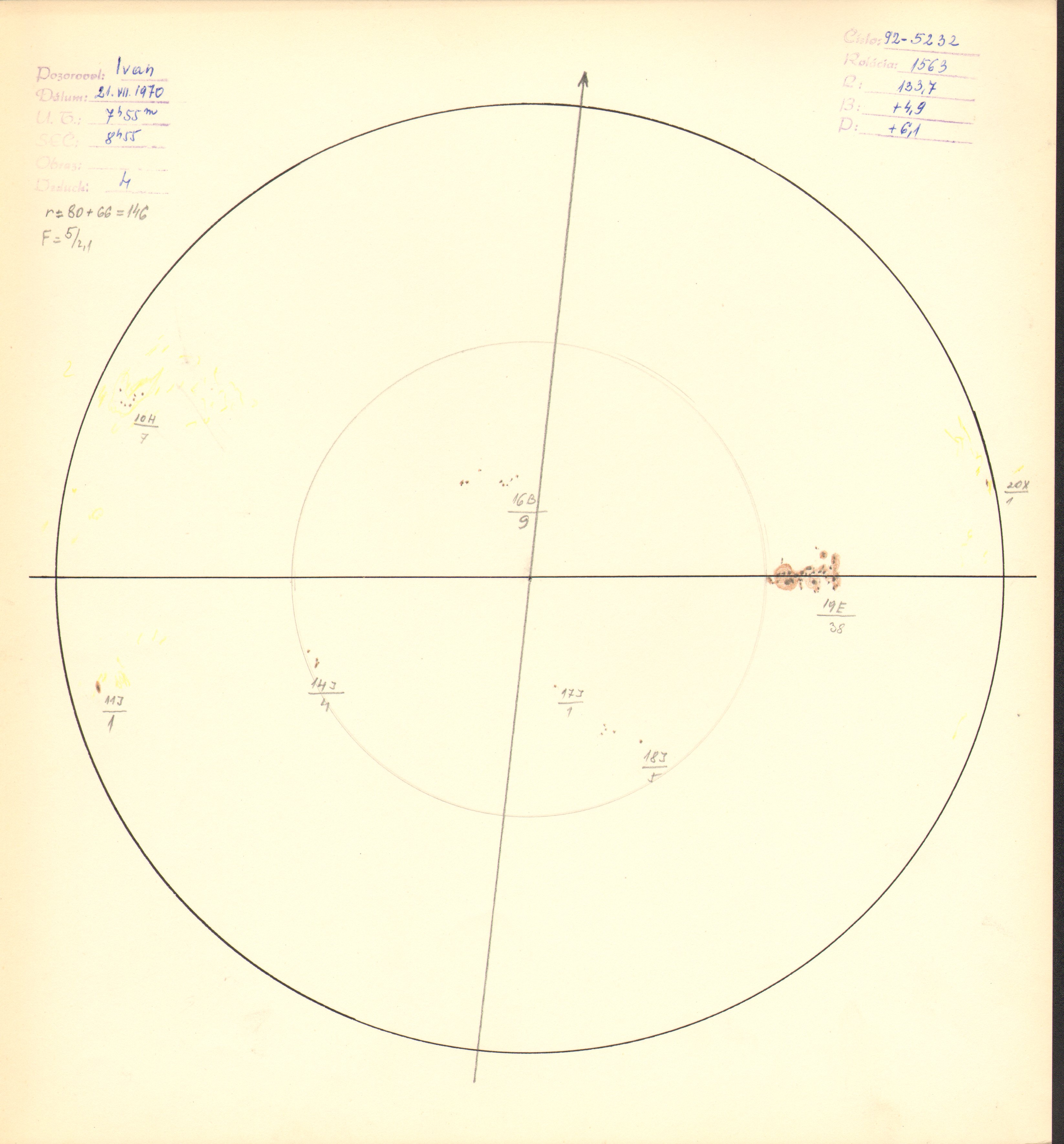 Obrázok zákresu Slnka na deň 21.07.1970